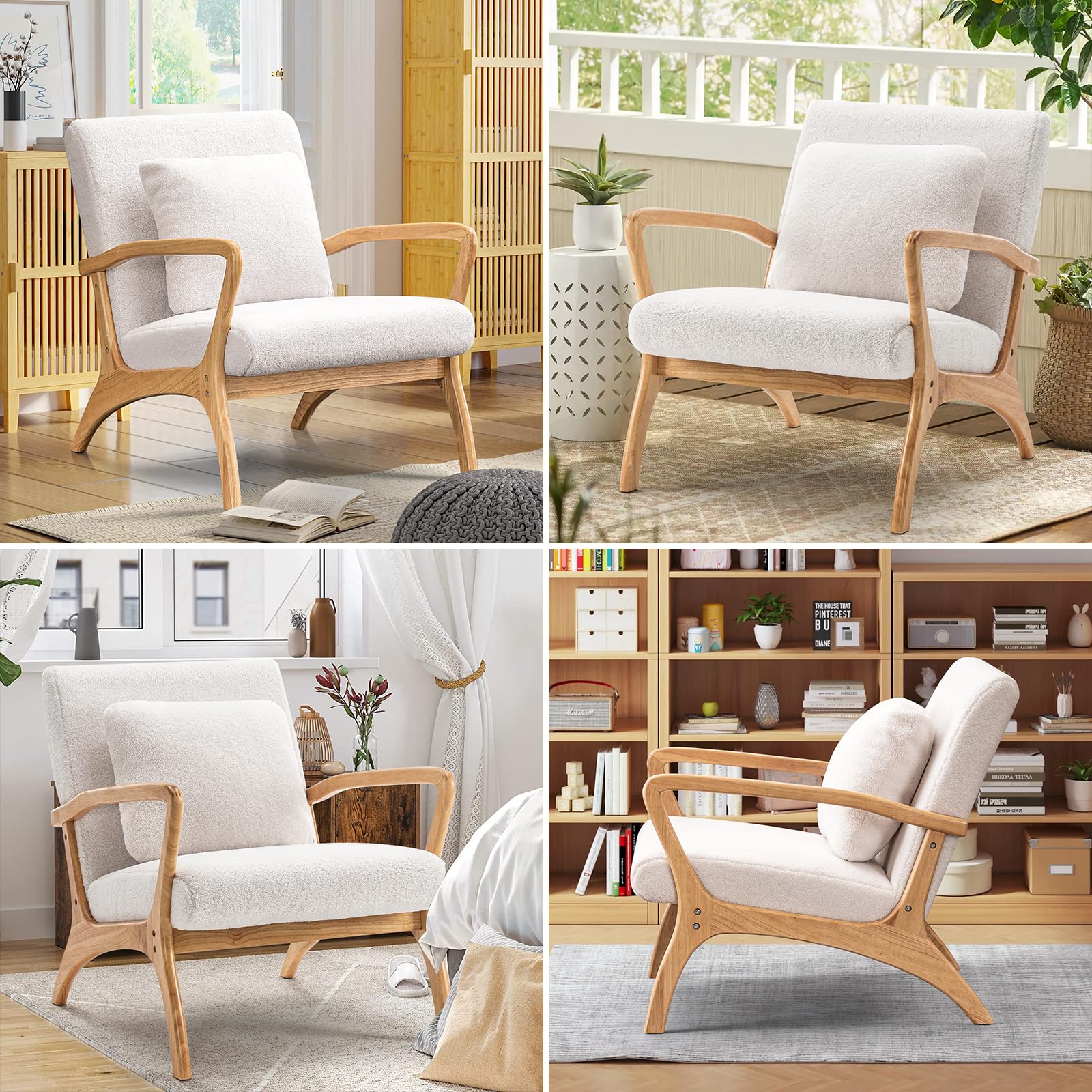 Mid-Century Modern Accent Chair with Cushion - 28.3