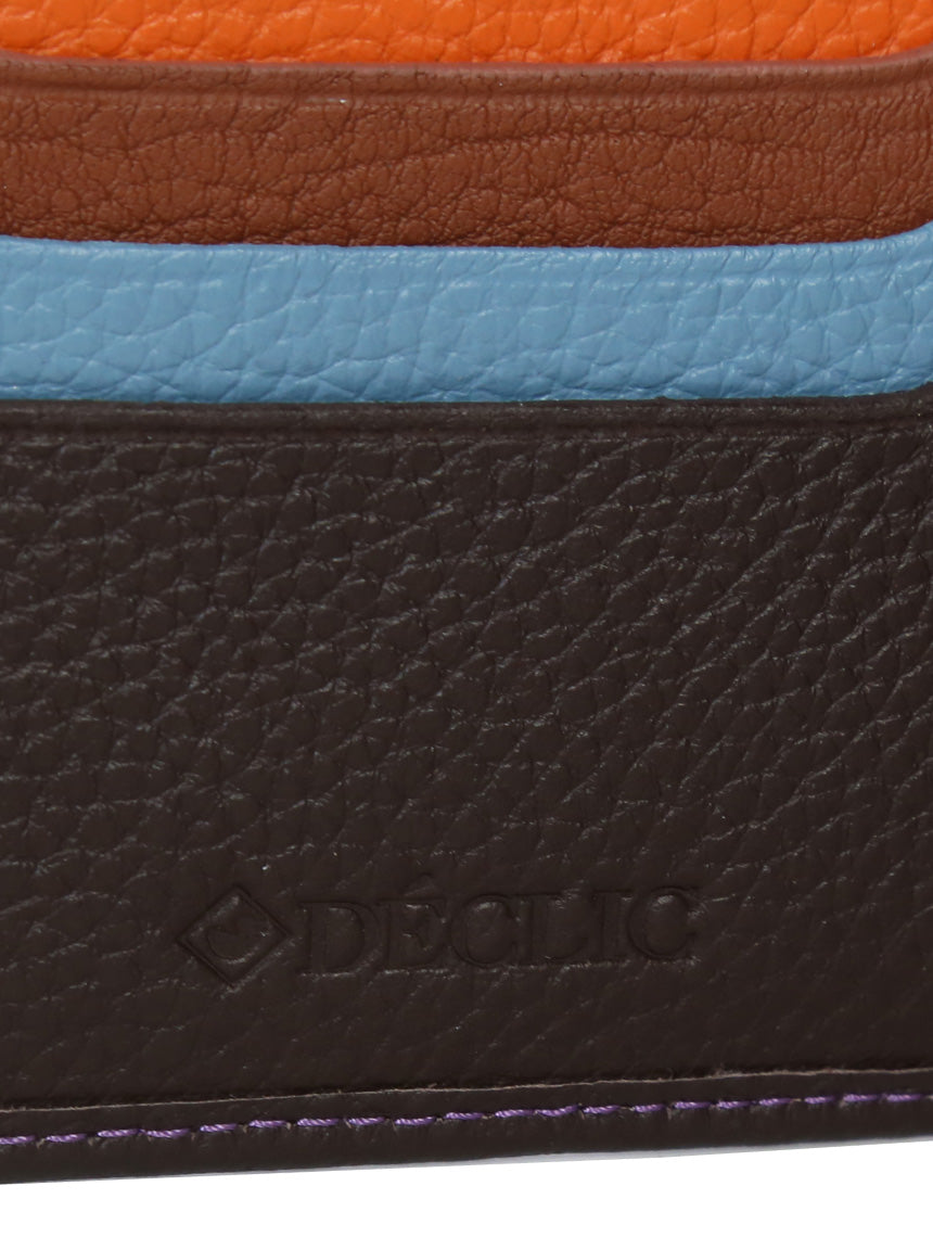 DÉCLIC Racer Stripe Bi-Fold Wallet for Men - Genuine Leather Slim Wallet with RFID Protection - Perfect for Everyday Use, Travel & Business (Chocolate Brown)