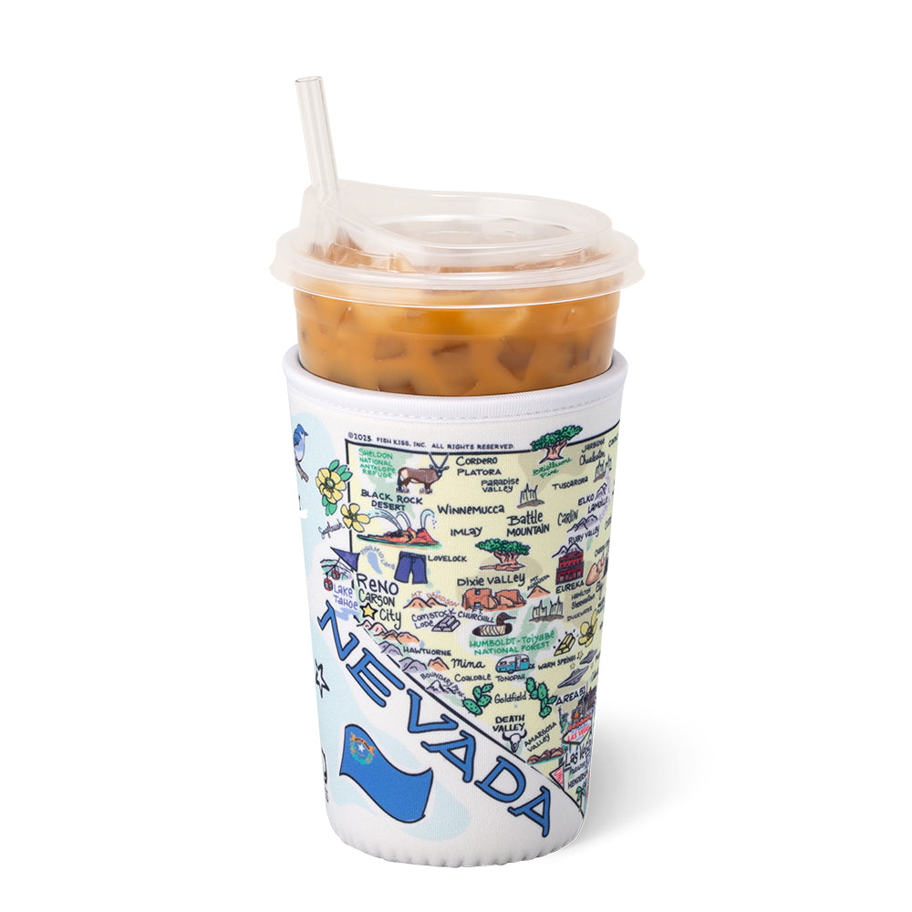 Nevada Medium Iced Cup Coolie - Insulated Beverage Sleeve for Coffee, Tea & Cold Drinks - Perfect for Travel, Office & Outdoor Activities