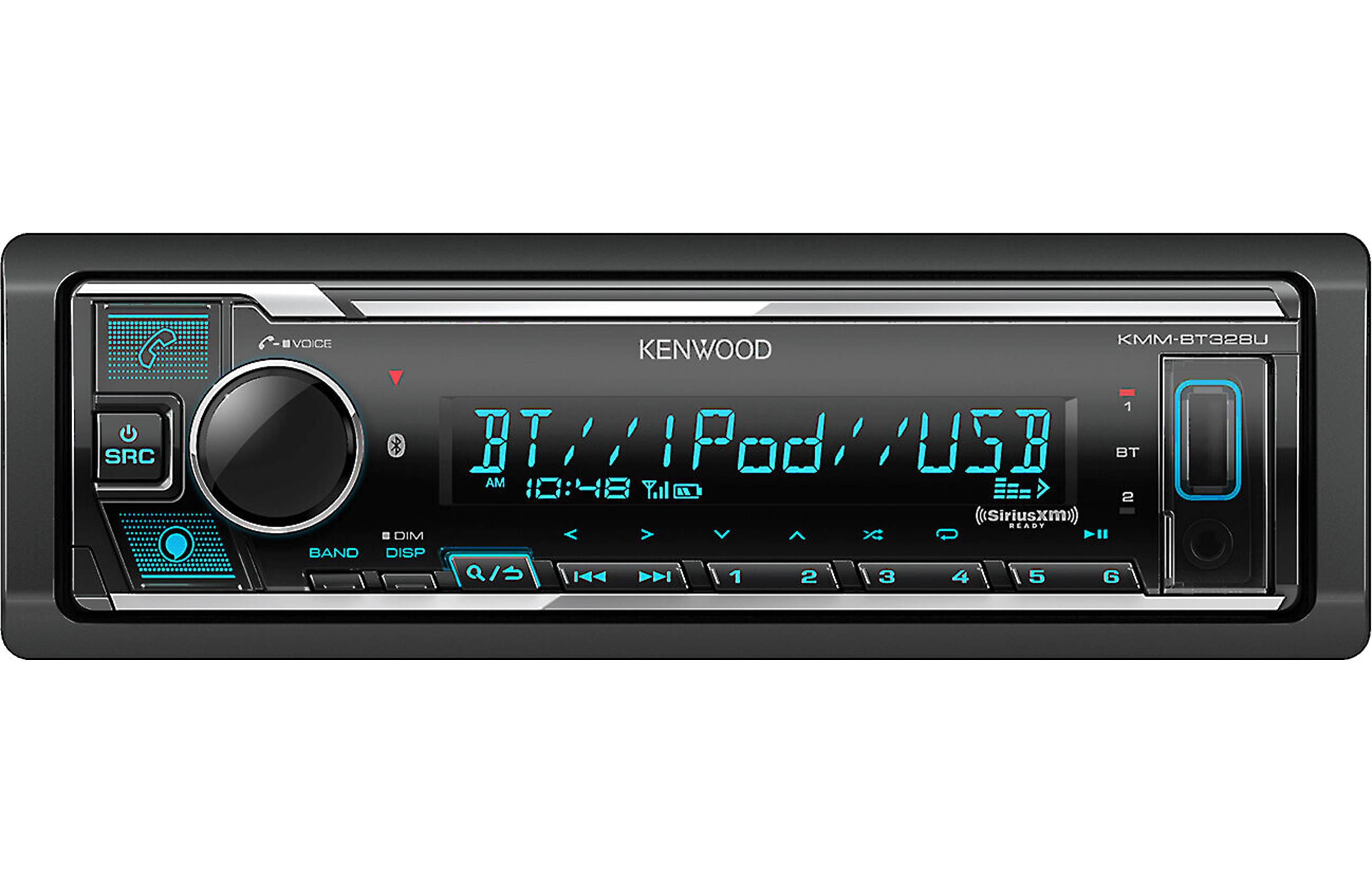 Kenwood KMM BT328U Digital Media Receiver with Bluetooth - Car Stereo System for Music Streaming & Hands-Free Calling