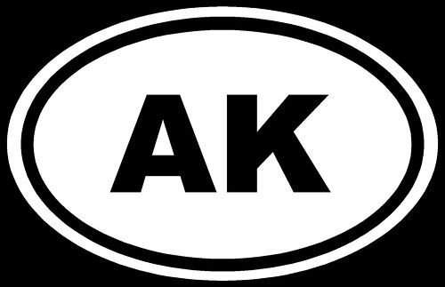 Alaska AK White Oval Euro Window Vinyl Decal Sticker - Die-Cut Car Decals for Windows, Vehicles, Toolboxes & Laptops - Perfect for MacBook, Cars, Trucks & Smooth Surfaces - Great for Road Trips, State Pride & Personalizing Devices