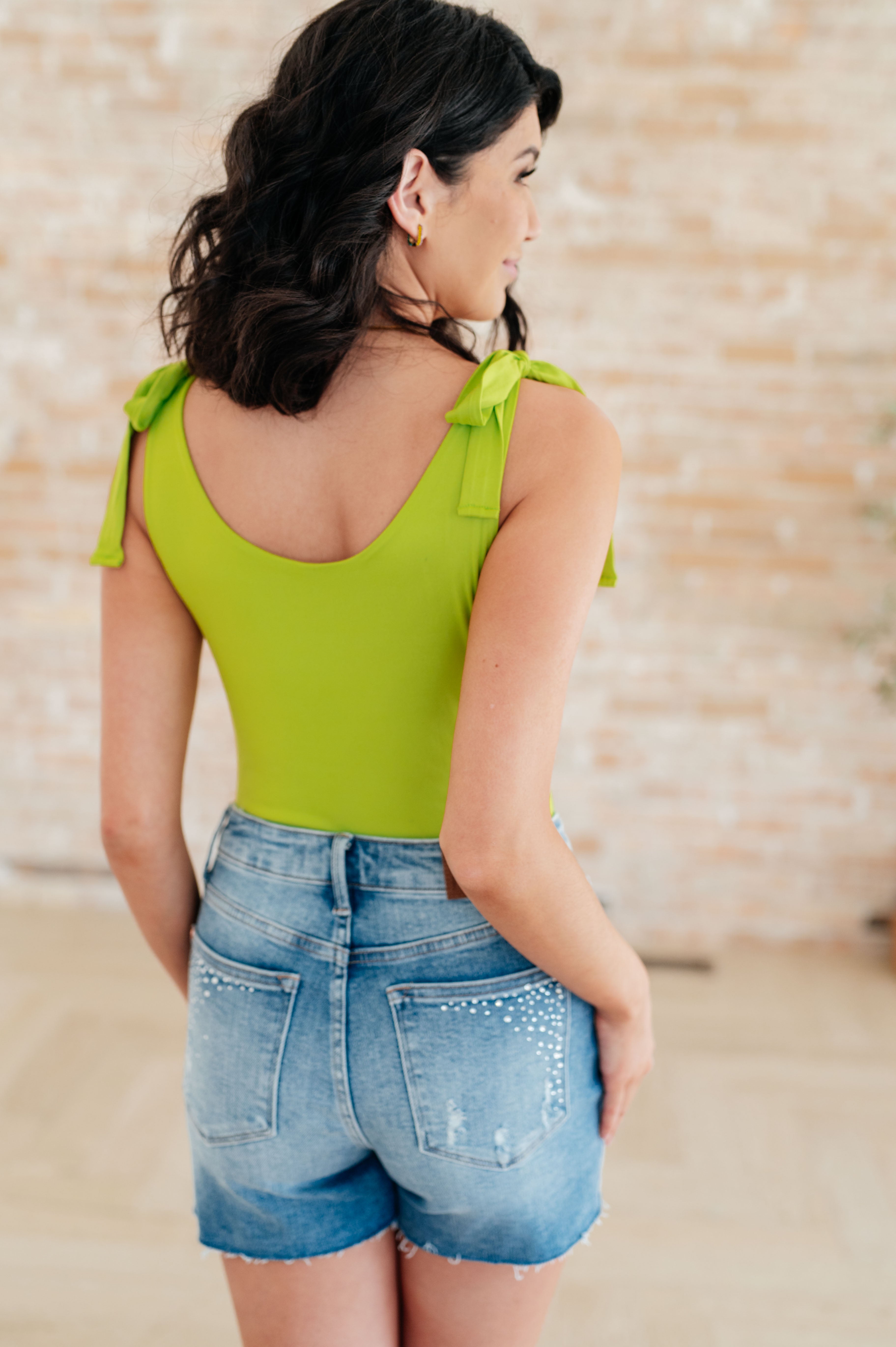 Just a Spritz Bodysuit in Lime - Women's Sexy Stretchy One-Piece Bodysuit for Clubbing, Date Night & Layering