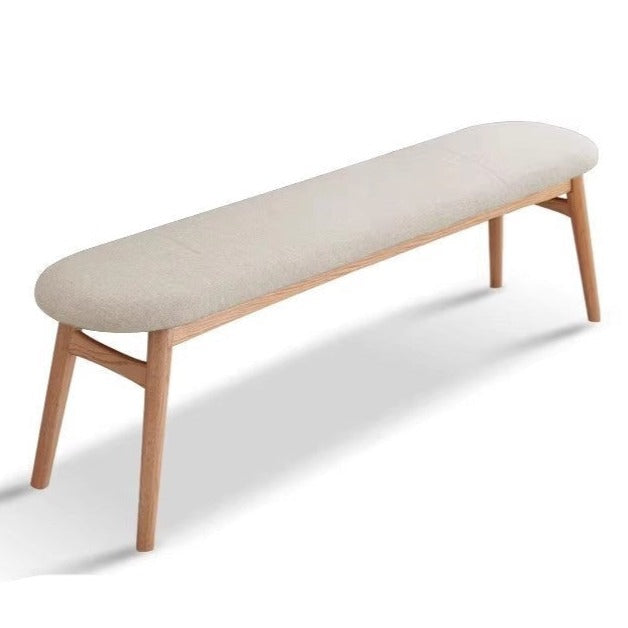 Solid Oak Wood Bench with Soft Cushion - Durable & Comfortable Seating for Living Room, Bedroom, or Entryway
