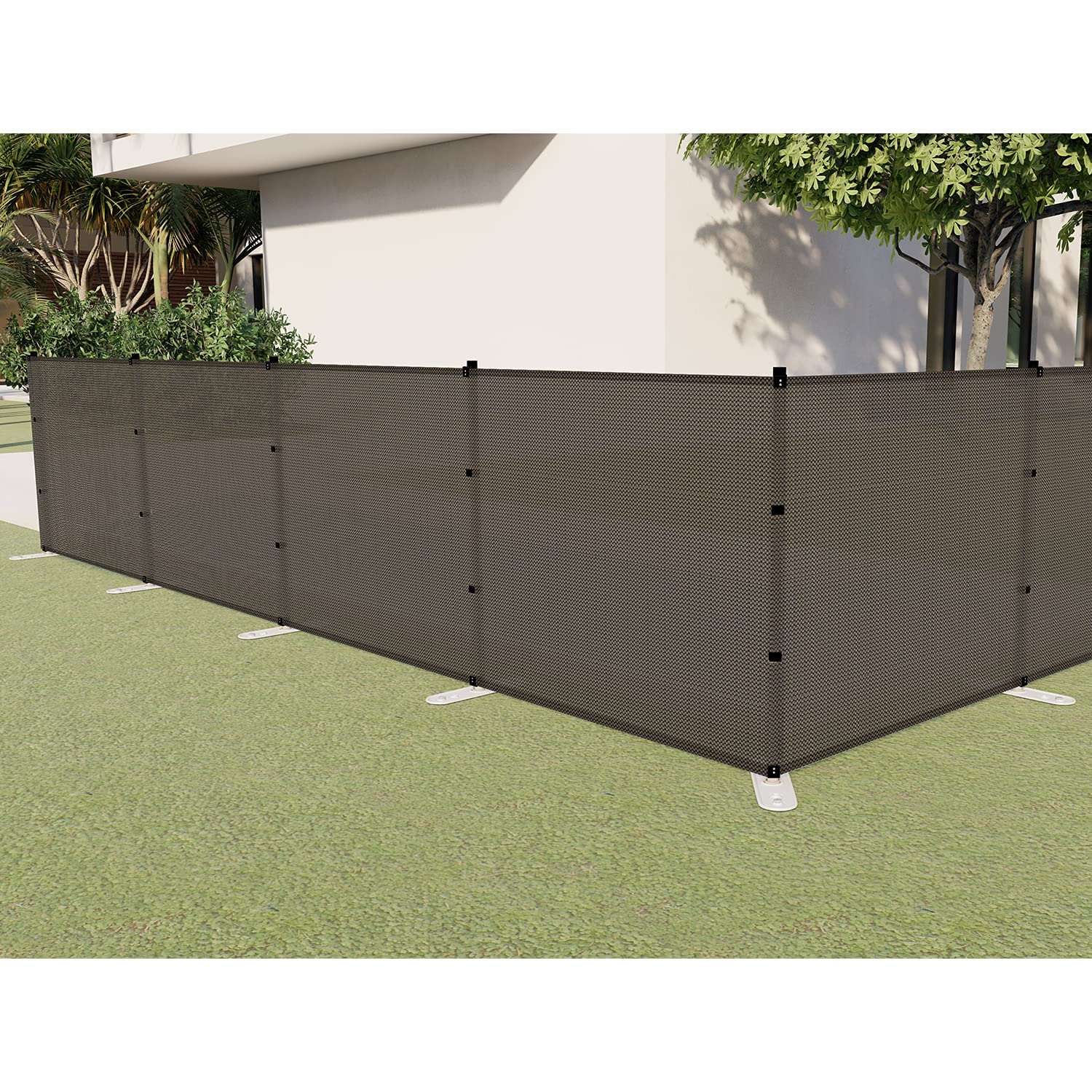 PATIO Portable Outdoor Privacy Fence - 4'x24' Brown Temporary Fencing for Backyard, Garden & Pool Areas - Movable Safety Screen with Posts - Ideal for Dog Runs, Chicken Coops & Privacy Protection