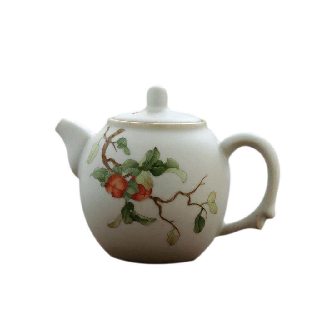 UXZDX Hand-Painted Persimmon Teapot - Artistic Kung Fu Tea Set for Home & Office | Ceramic Craft Teaware for Relaxation & Gift Giving