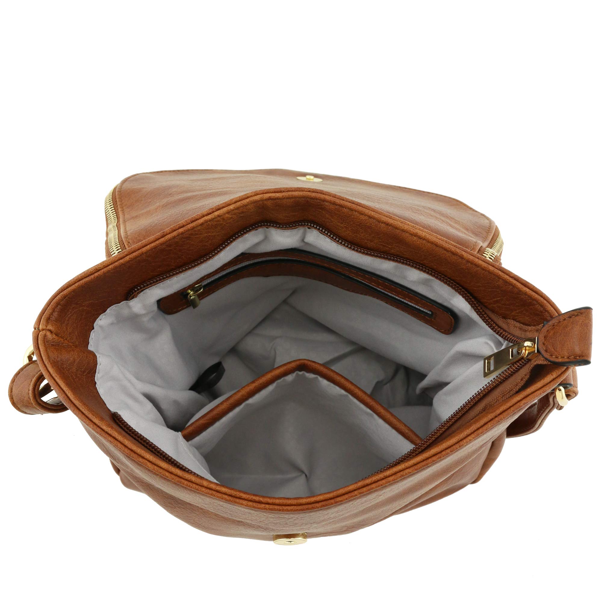 Stylish Tassel Accent Crossbody Bag with Flap Top - Tan Leather Shoulder Bag for Women | Perfect for Everyday Use, Travel & Date Night