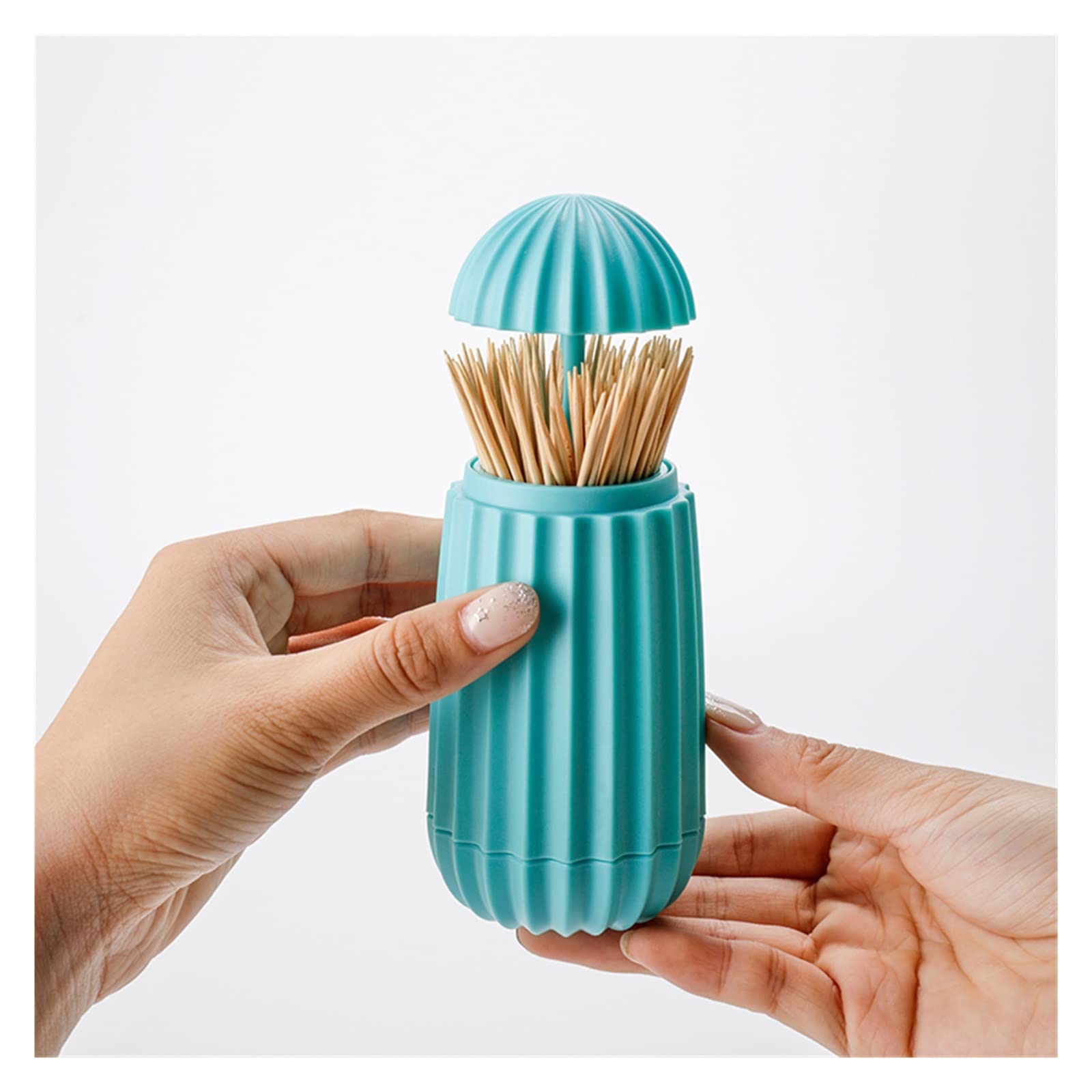 Automatic Cactus-Shaped Toothpick Holder & Cotton Swab Box - Bamboo Stick Organizer, Thickened Plastic Storage Container for Household & Dining Table Decoration | Perfect for Kitchen, Bathroom, and Party Supplies Organization