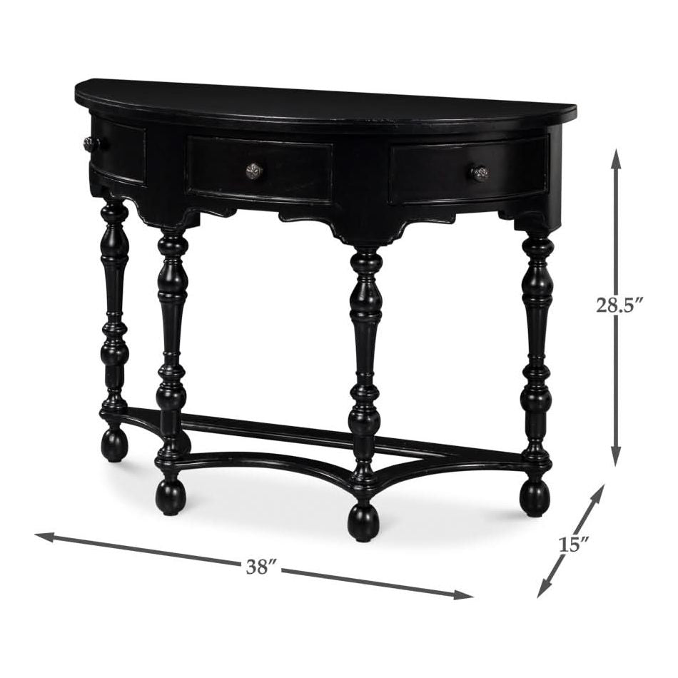 Abraham Half Round Console Table - Rustic Wood Entryway Sofa Table for Hallway & Living Room - Perfect for Home Decor & Small Spaces
