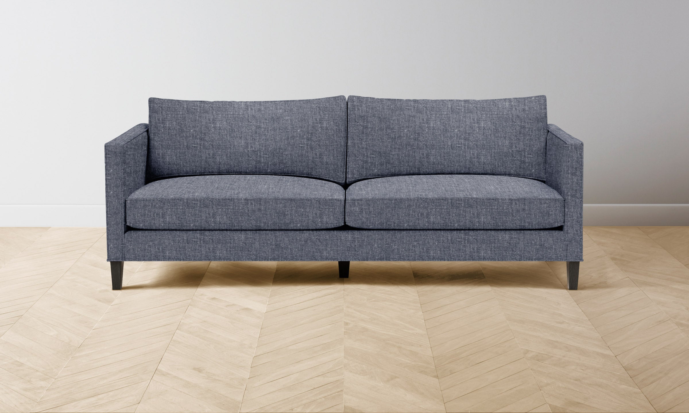 Crosby Sofa - Heritage Belgian Linen Upholstery in Lake Blue | Modern Living Room Furniture for Cozy Home Decor