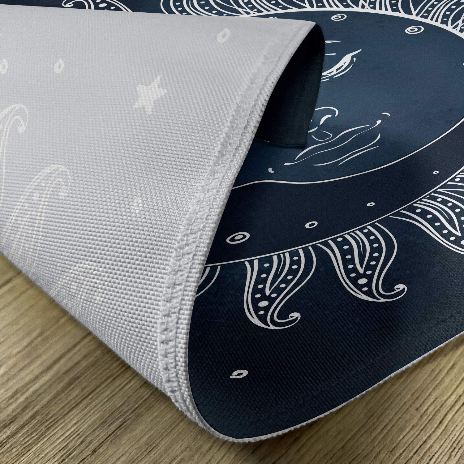 Lunarable Sun and Moon Place Mats Set of 4 - Celestial Theme Washable Fabric Placemats for Dining Room & Kitchen Table Decor in Slate Blue, Dark Blue & White | Perfect for Dinner Parties, Holiday Gatherings & Everyday Use