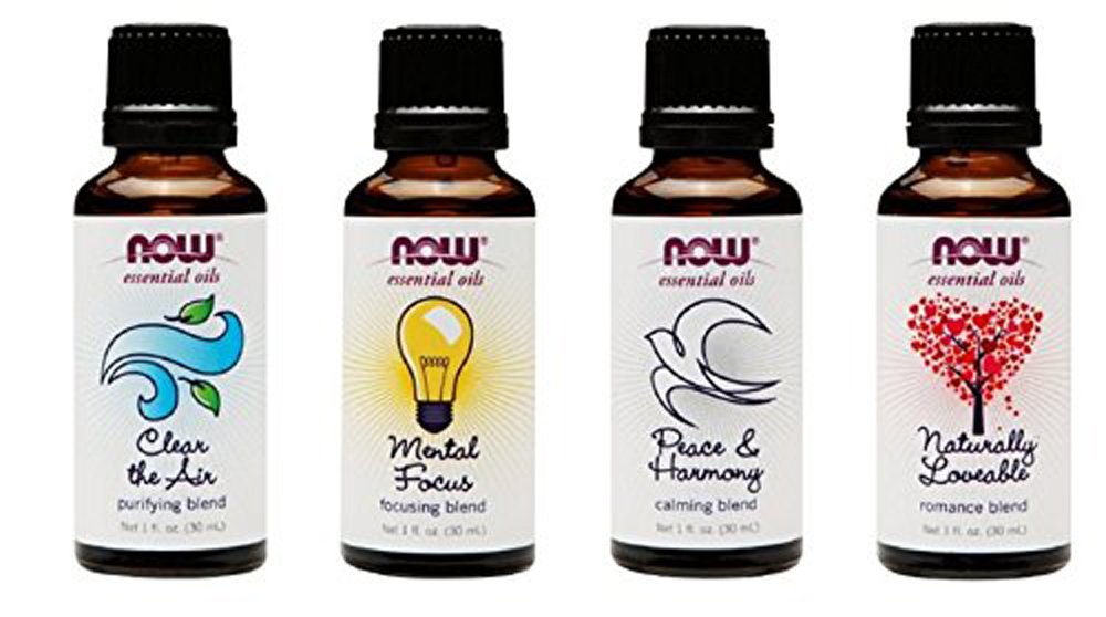 Now Foods Essential Oils 4-Pack Variety Set - 1 oz Mood Lifting Blend for Aromatherapy, Diffusers & Massage | Lavender, Peppermint, Orange & Lemon Oils for Relaxation & Stress Relief