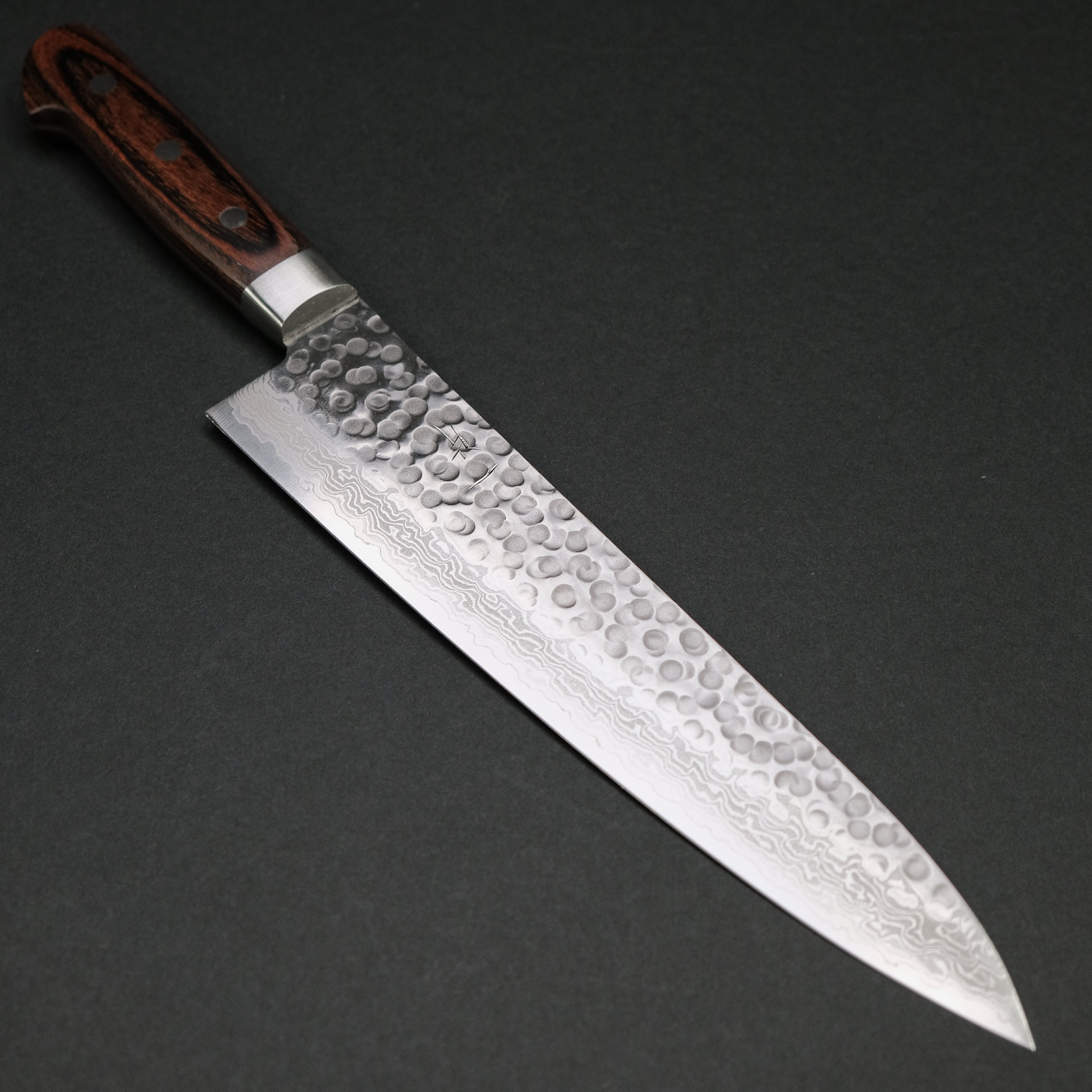 Hitohira HG Tsuchime Damascus Gyuto 240mm Japanese Chef Knife with Imitation Mahogany Handle - Perfect for Professional Chefs & Home Cooking Enthusiasts