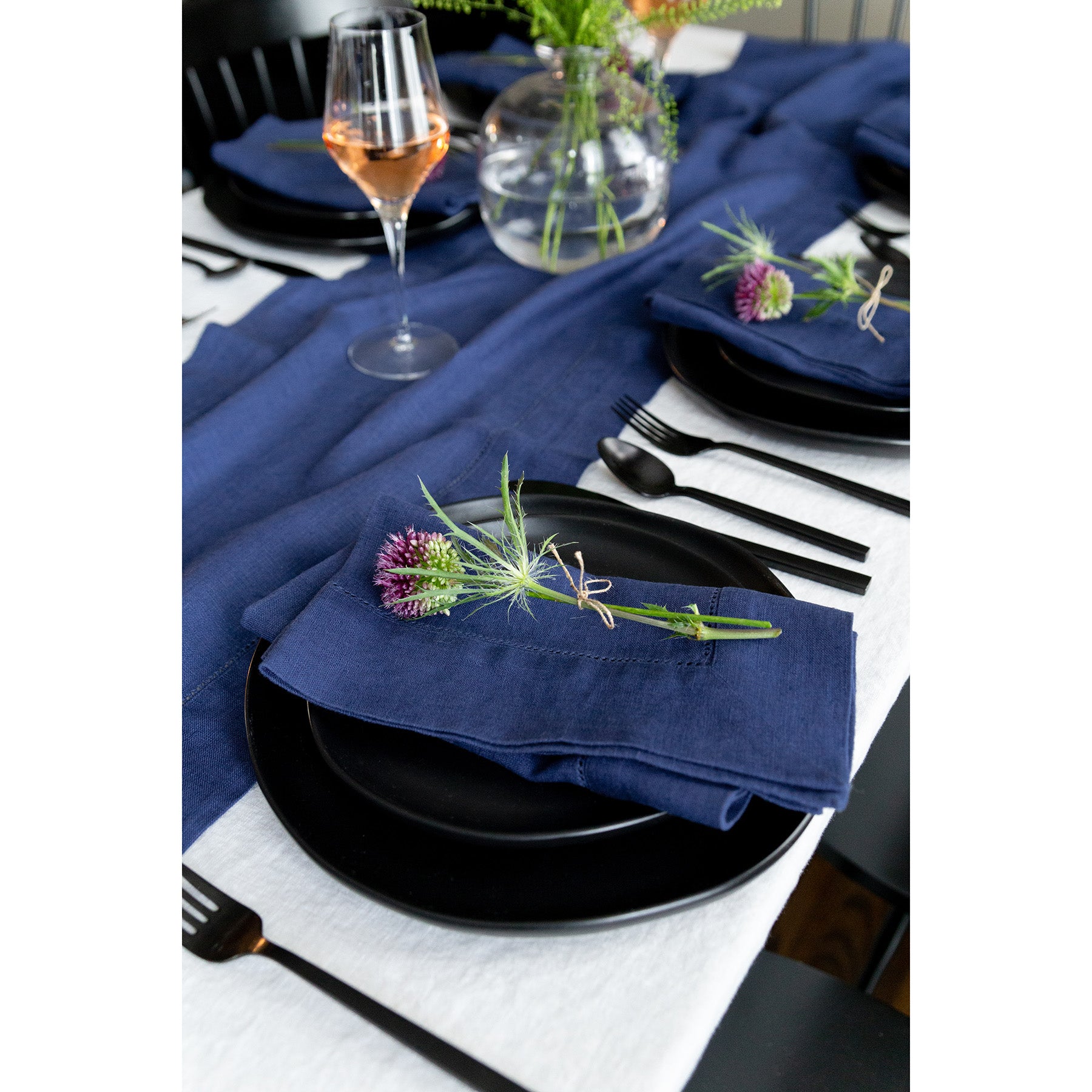 Premium Heavyweight Hemstitch Linen Napkins - Set of 4 - Elegant Dinner Party & Formal Dining Table Decor