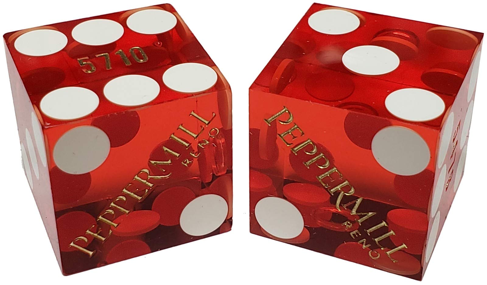 Premium 19mm Casino Craps Dice Pair - Authentic Nevada Gaming Dice Used at Reno Peppermill - Red Polished Professional Dice for Craps, Backgammon & Tabletop Games - Perfect for Casino Nights and Game Parties