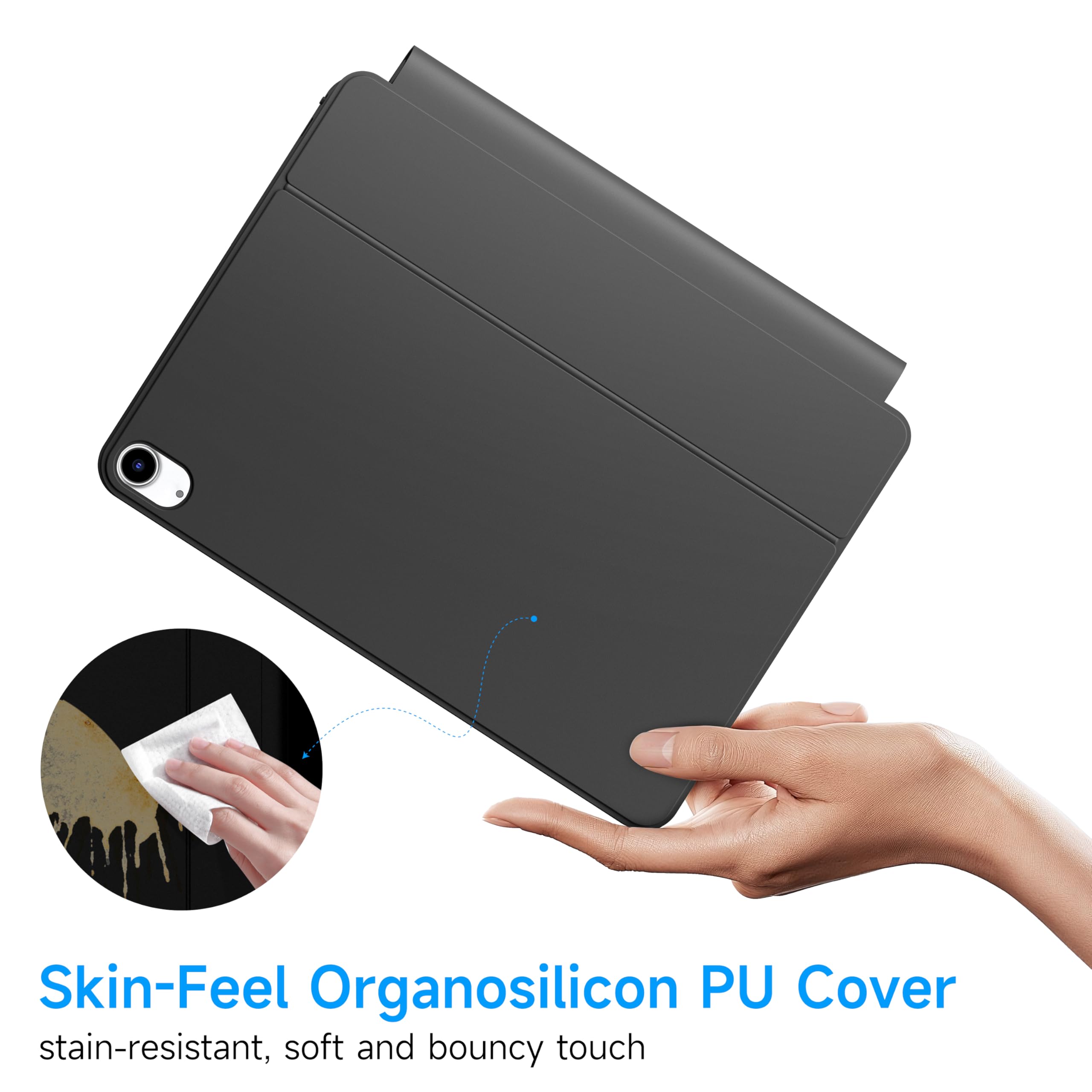 HOU Magnetic Bluetooth Keyboard Case for iPad 11 inch (10th Gen/A16 2025) - Slim PU Leather Cover with Multi-Touch Trackpad, 7-Color Backlit, Floating Stand | Perfect for Work, Study & Travel