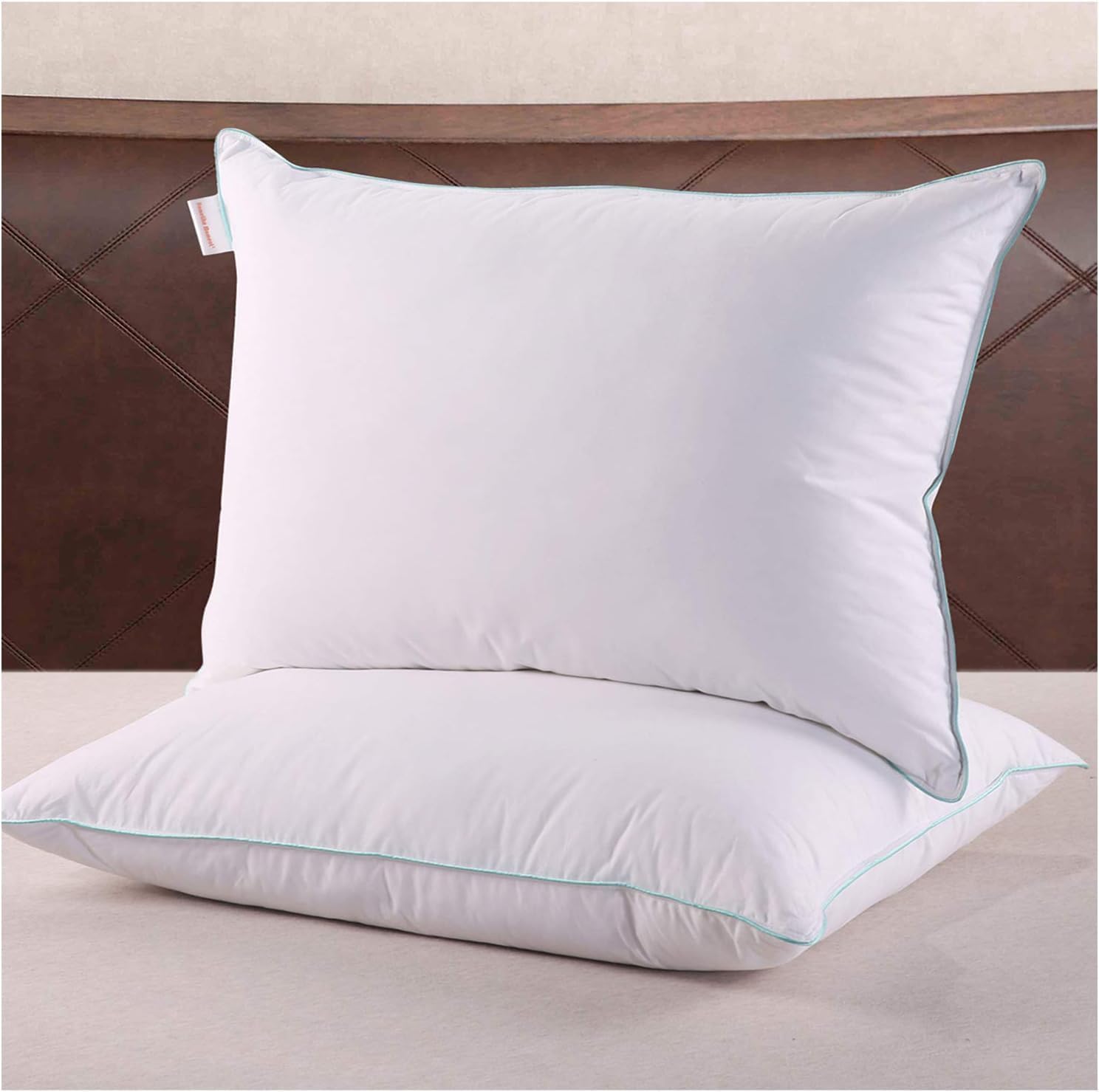 Homelike Moment Down Feather Pillows Queen Size - 2 Pack Premium Soft Bed Pillows for Sleeping, 100% Cotton Cover, 20x30 Inch - Perfect for Side Sleepers, Back Pain Relief & Luxury Hotel-Style Comfort