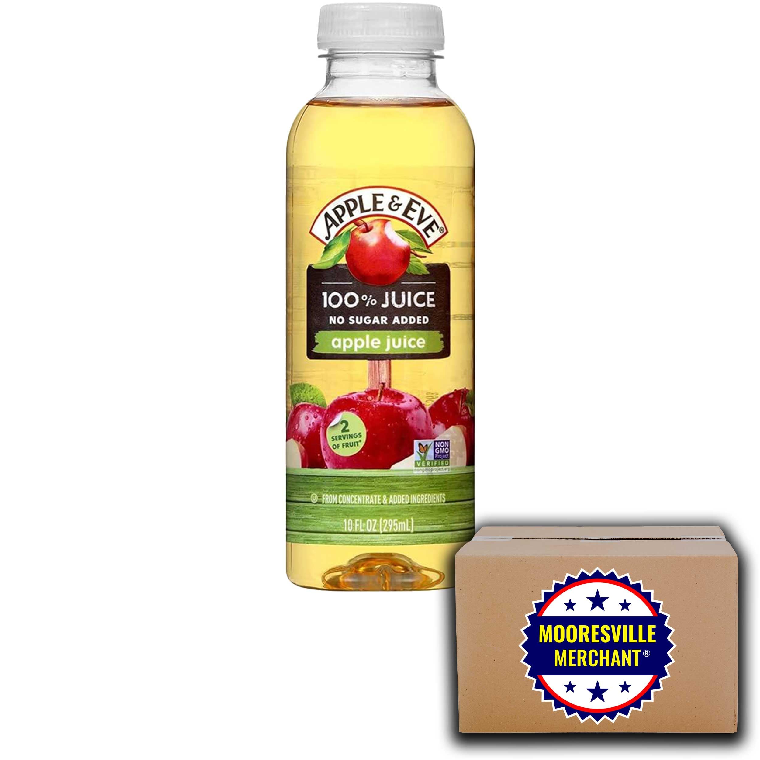 Apple & Eve 100% Pure Apple Juice from Concentrate - 10 fl oz Bottles (Pack of 24) with Mooresville Merchant Decal | Healthy Kids Lunchbox Drink, Family Picnics & School Snacks