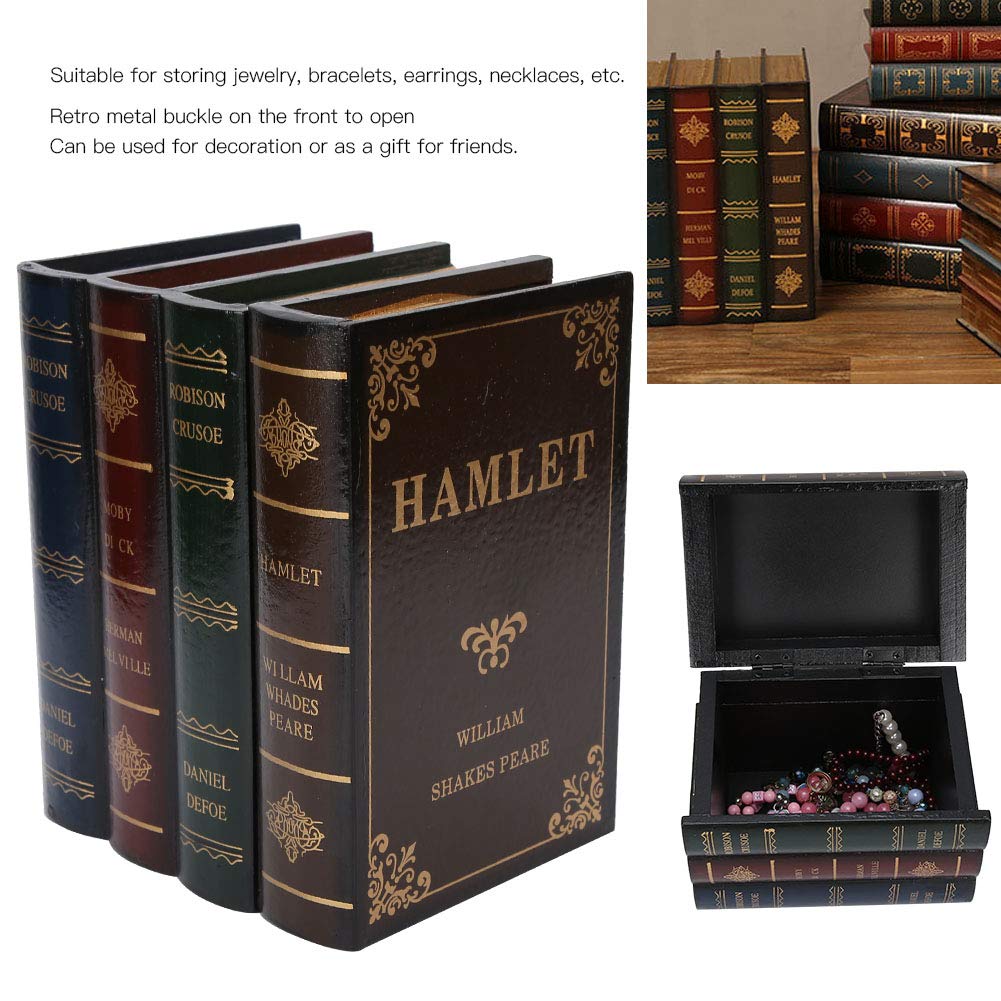 Decorative Faux Book Box with Hidden Compartment - Hollowed Out European Style Storage for Jewelry, Money & Valuables | Unique Home Decor for Living Room, Bedroom & Office