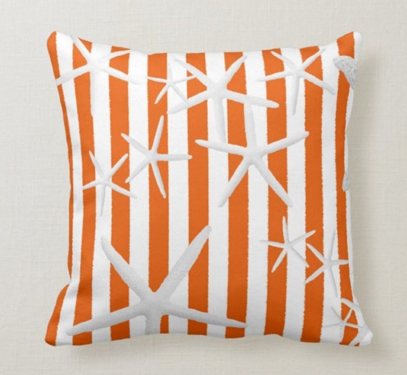 4 Pack Orange Starfish Decorative Pillow Covers - Soft & Stylish Throw Pillow Cases for Coastal, Beach, or Nautical Home Decor