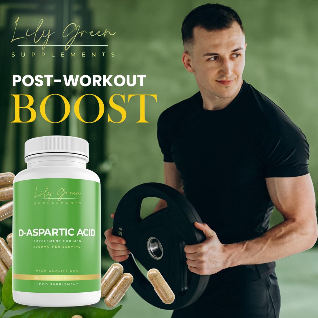 **Premium 2000mg D-Aspartic Acid (DAA) Testosterone Booster for Men - Natural Muscle Growth & Strength Supplement | 90 Vegan Capsules | UK Made | Gym, Bodybuilding & Athletic Performance Support**