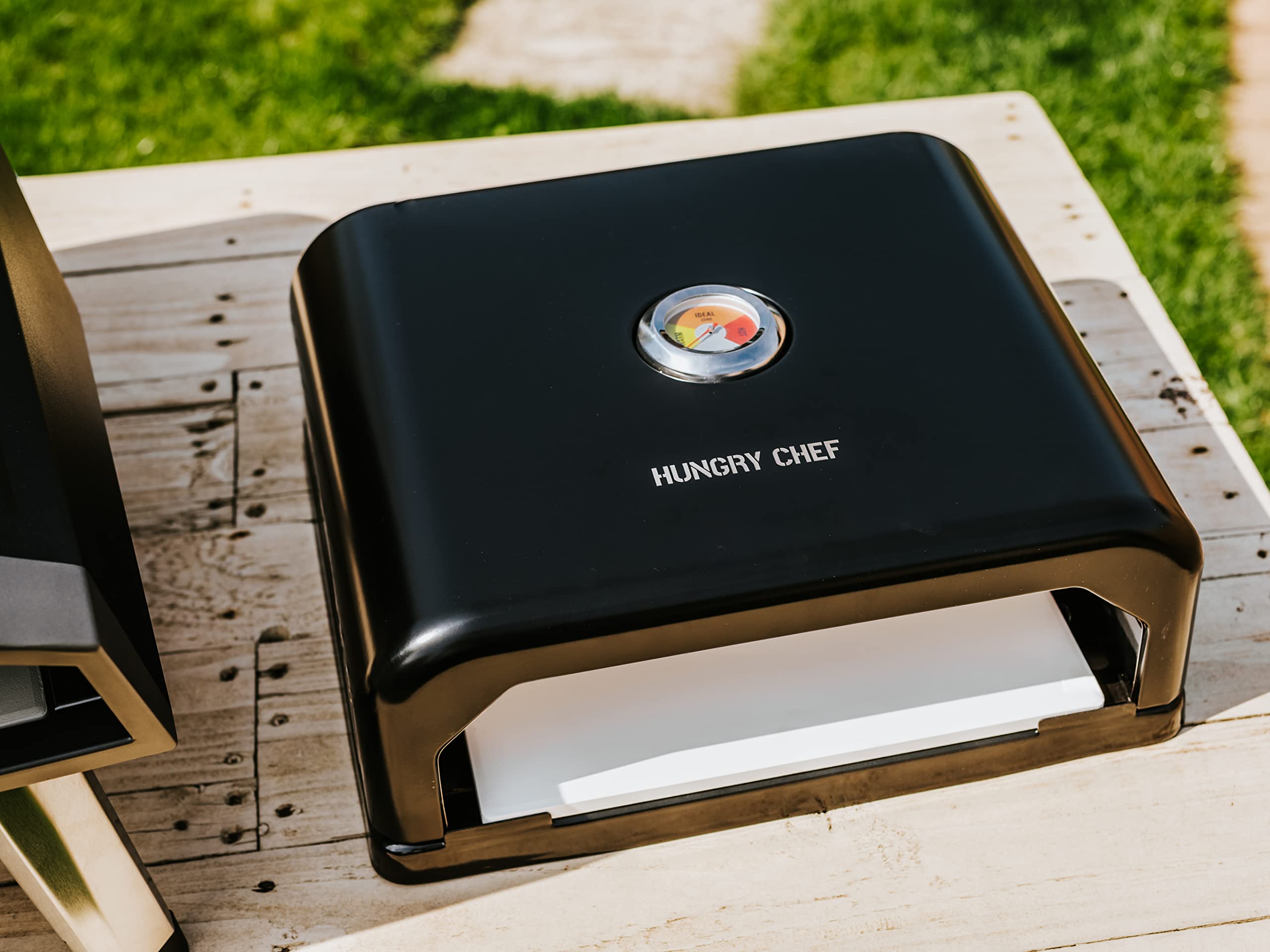 Hungry Chef Outdoor Pizza Oven - Portable Pizza Maker for Grill & Camping with Premium Pizza Stone (Black) | Perfect for Backyard BBQs, Tailgating & Outdoor Cooking