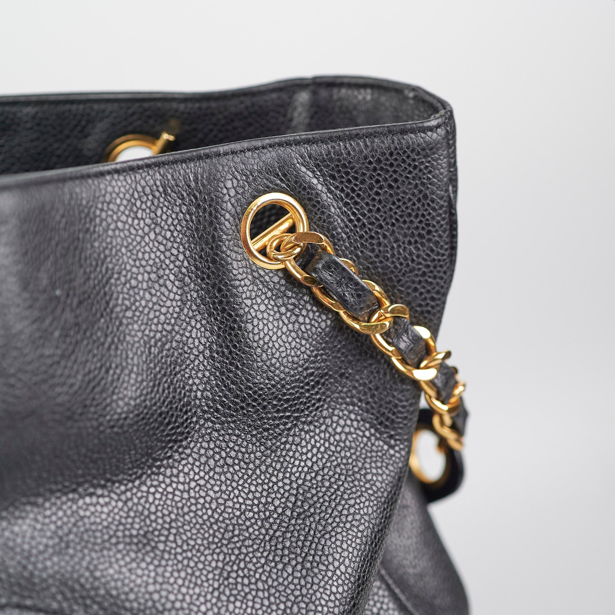 Chanel Caviar Leather Large Black Tote Bag for Women - Luxury Designer Handbag for Work, Travel & Everyday Use