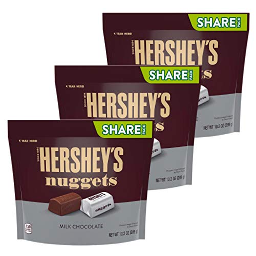 Hershey's Milk Chocolate Nuggets Candy - Individually Wrapped, 10.2oz Bag (3-Pack) | Perfect for Halloween Treats, Party Favors & Office Snacks