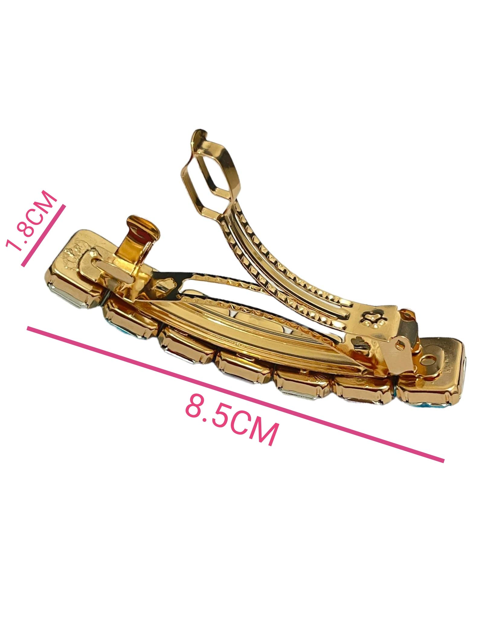 Large Multicolor Stone Rectangular Barrette Hair Clips - Smooth Elegant Gold Hair Pins for Women & Girls - Hair Slides & Accessories (8.5 Inch) - Perfect for Weddings, Parties & Everyday Styling