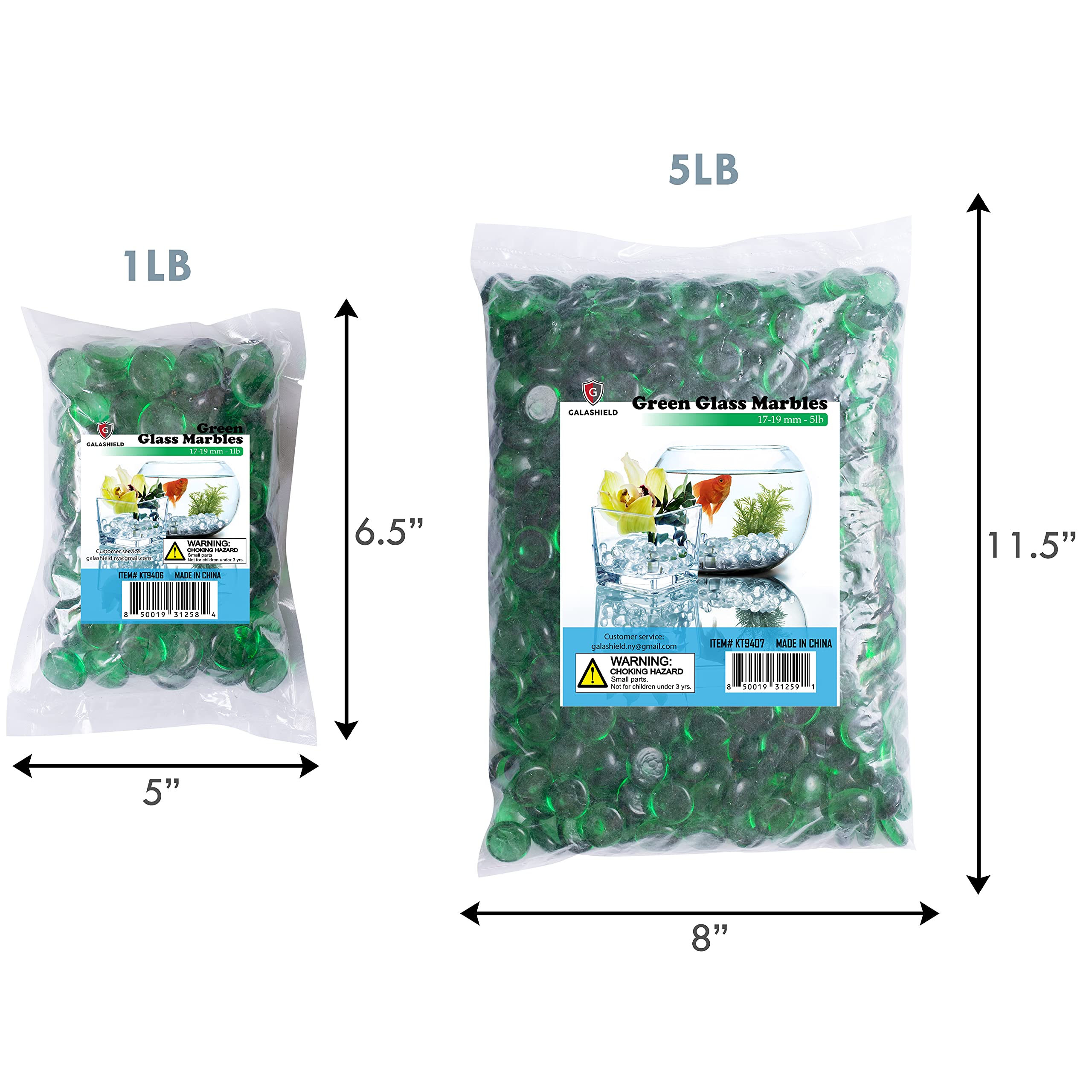 Galashield Green Flat Glass Marbles for Vases - 1 LB (Approx. 100 Pieces) - Decorative Glass Gems, Beads & Pebbles for Vase Fillers, Floral Arrangements, Home Decor and DIY Crafts