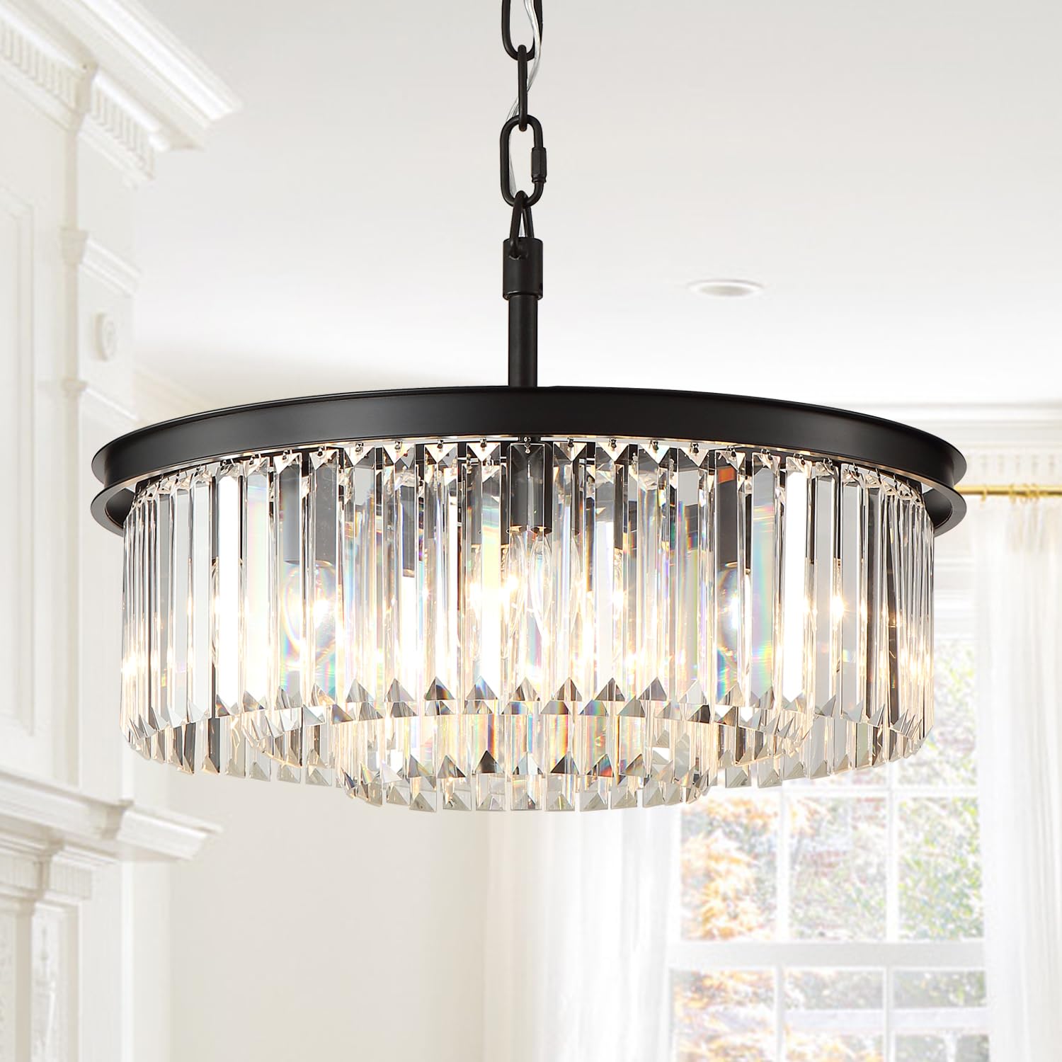 Modern Crystal Chandelier - 3-Tier 8-Light Dimmable Ceiling Light Fixture for Dining Room, Living Room & Bedroom | Elegant Lighting for Home Decor, Wedding & Special Events