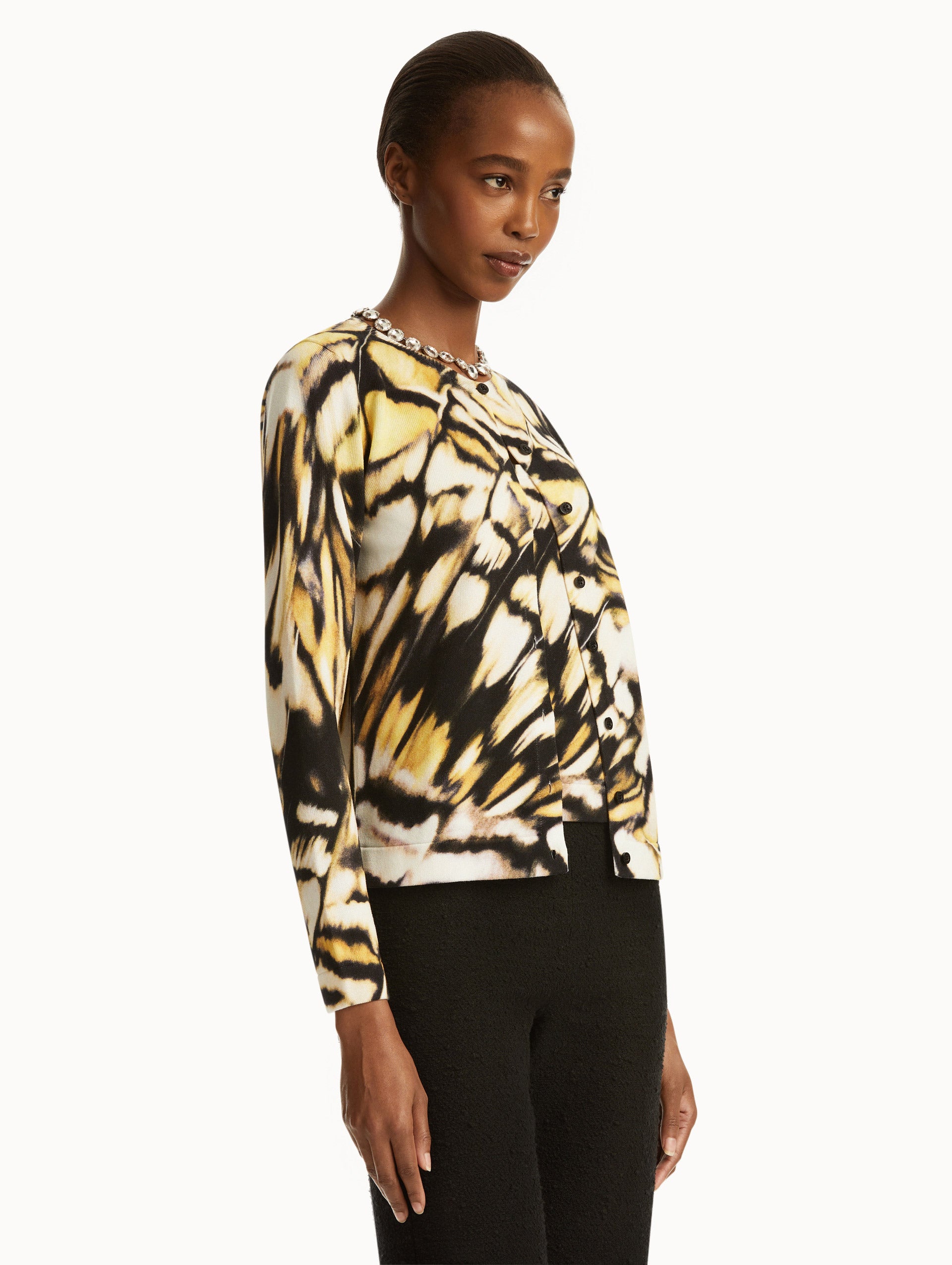 Abstract Butterfly Printed Cardigan for Women - Lightweight Open Front Knit Sweater - Boho Chic Loungewear for Spring & Summer Evenings