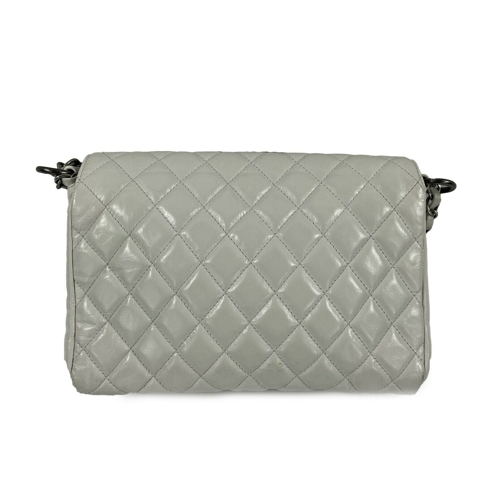 CHANEL White & Aged Silver CC Quilted Medium Leather Flap Crossbody Shoulder Bag - Luxury Designer Handbag for Women, Perfect for Parties, Date Nights & Special Occasions