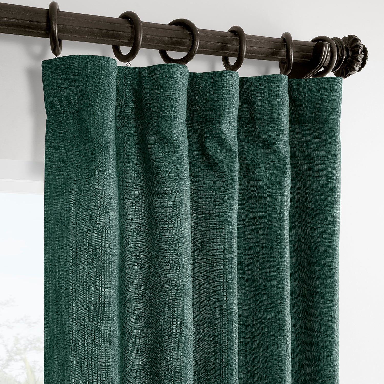 Empire Green Italian Faux Linen Blackout Curtains - Thermal Insulated Window Drapes for Bedroom, Living Room & Home Decor