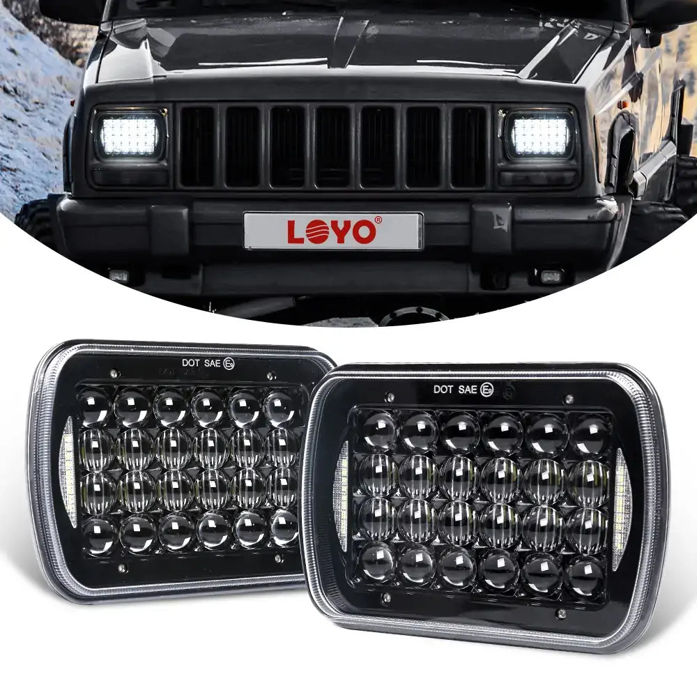 5x7 72W LED Headlight Replacement for Sealed Beam with DRL - High Brightness, Energy Efficient, Easy Installation | Perfect for Trucks, Jeeps, SUVs & Off-Road Vehicles | Pair