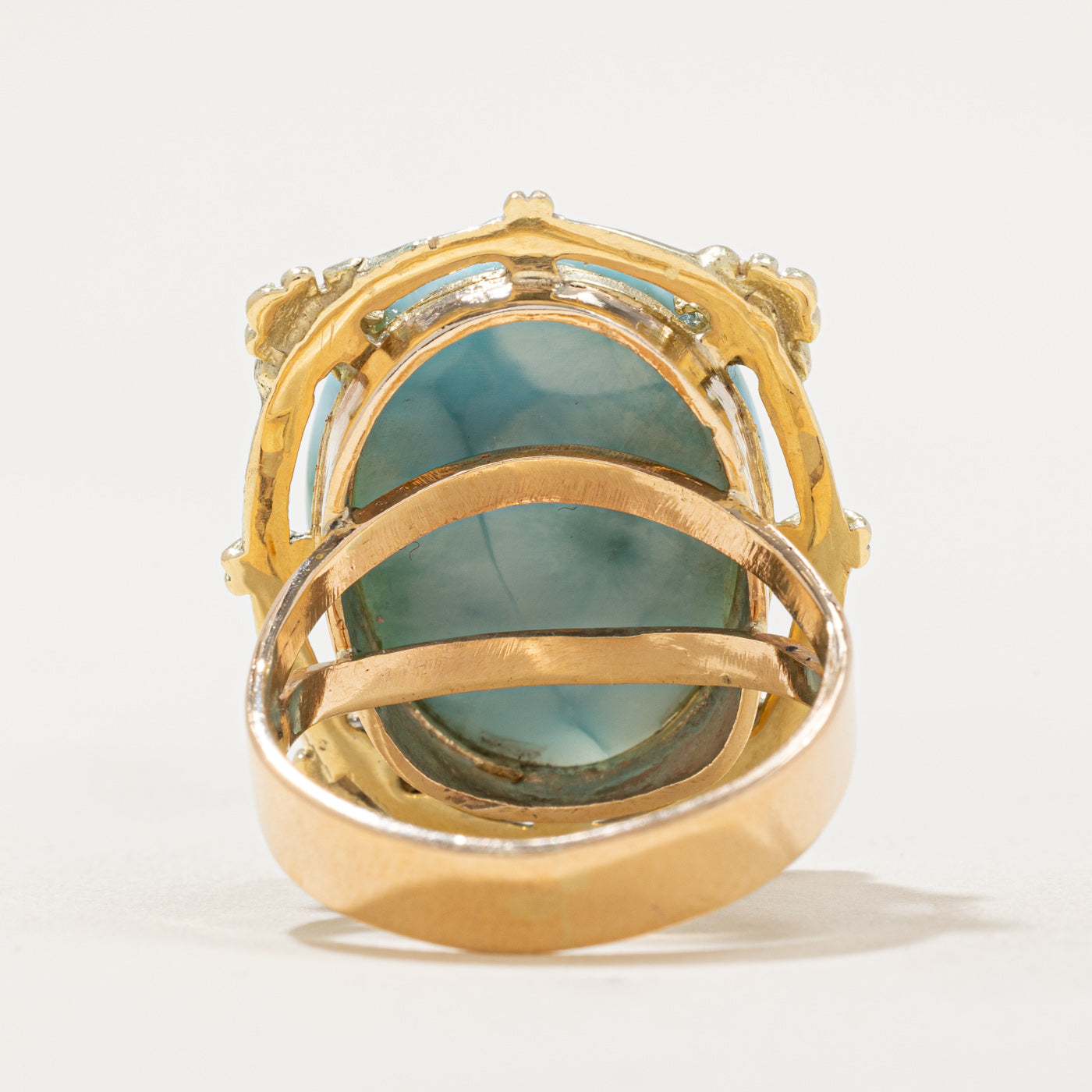 Larimar Cocktail Ring - 22.00ct Genuine Stone - Size 10.25 - Elegant Statement Jewelry for Women - Perfect for Parties, Weddings & Special Occasions