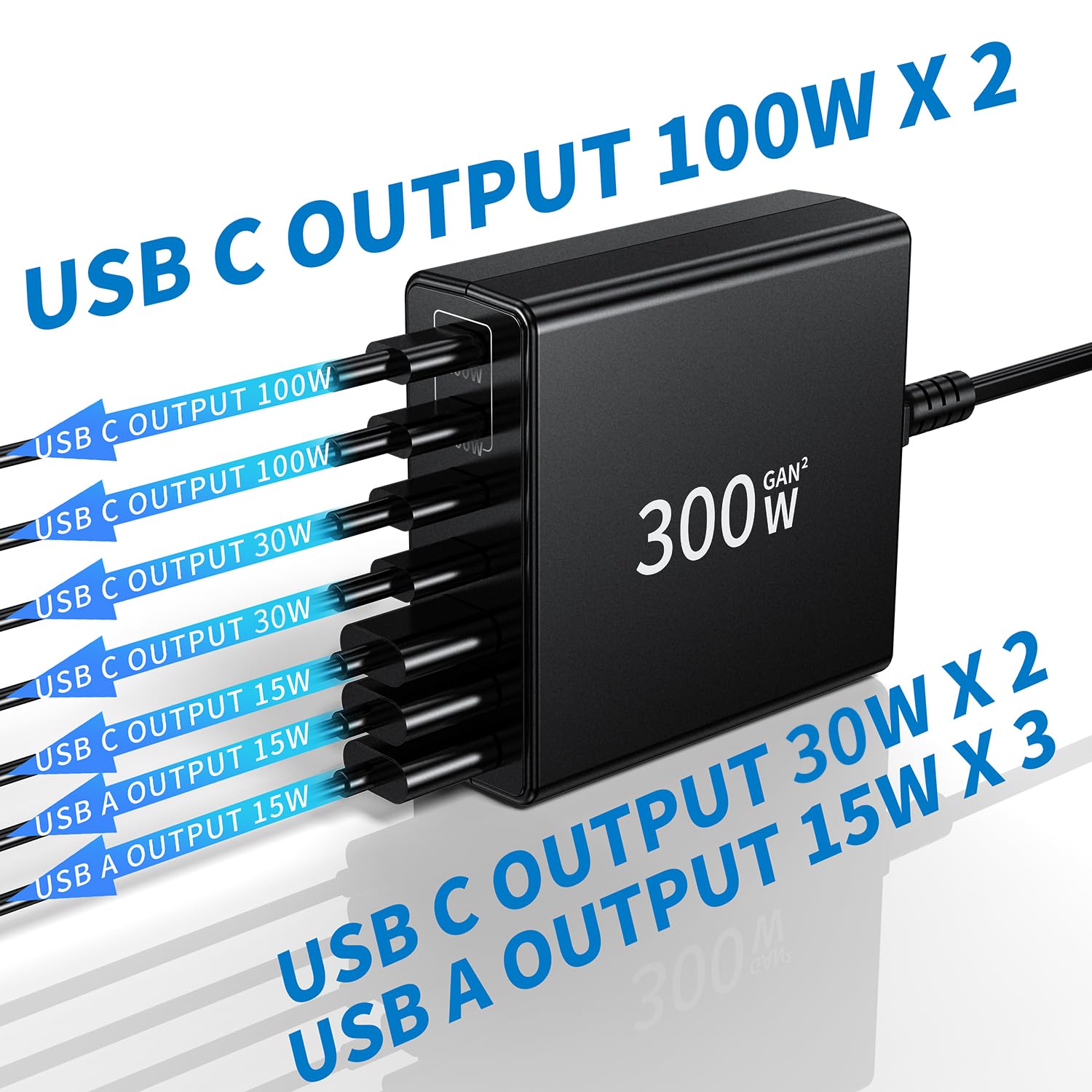 300W USB C Fast Charger Block - 7 Port Fast Charging Station with Dual PD PPS 100W for iPhone 15/14/Pro Max/12, Galaxy Note23, MacBook Pro/Air, iPad, Dell, HP, Surface Laptops | Matte Black | Perfect for Home, Office & Travel Charging Needs