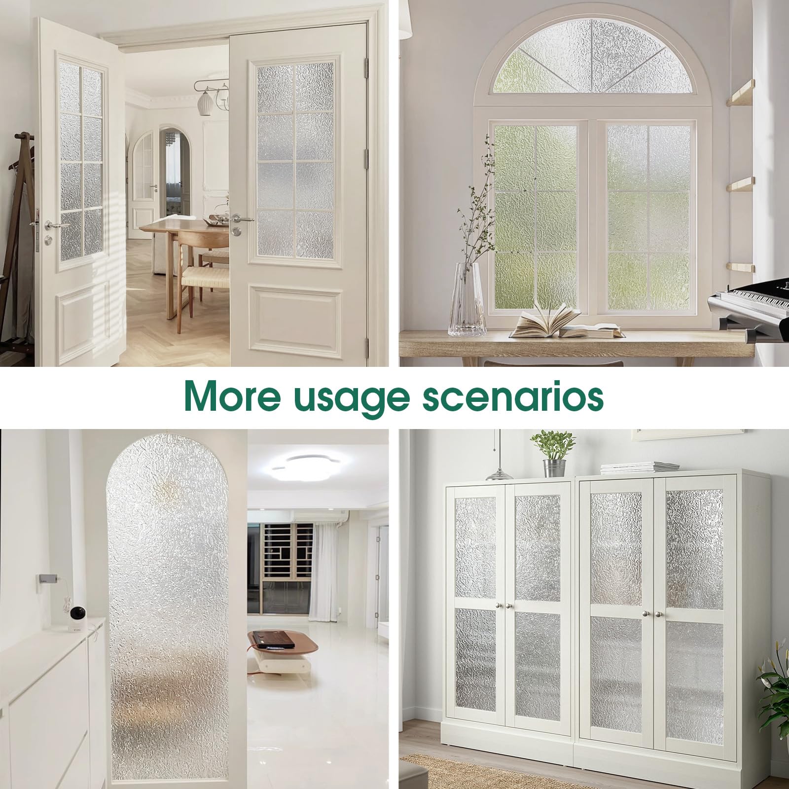Coavas Static Cling Window Privacy Film - Frosted Decorative Non-Adhesive Window Cling, UV Blocking for Home & Office (45