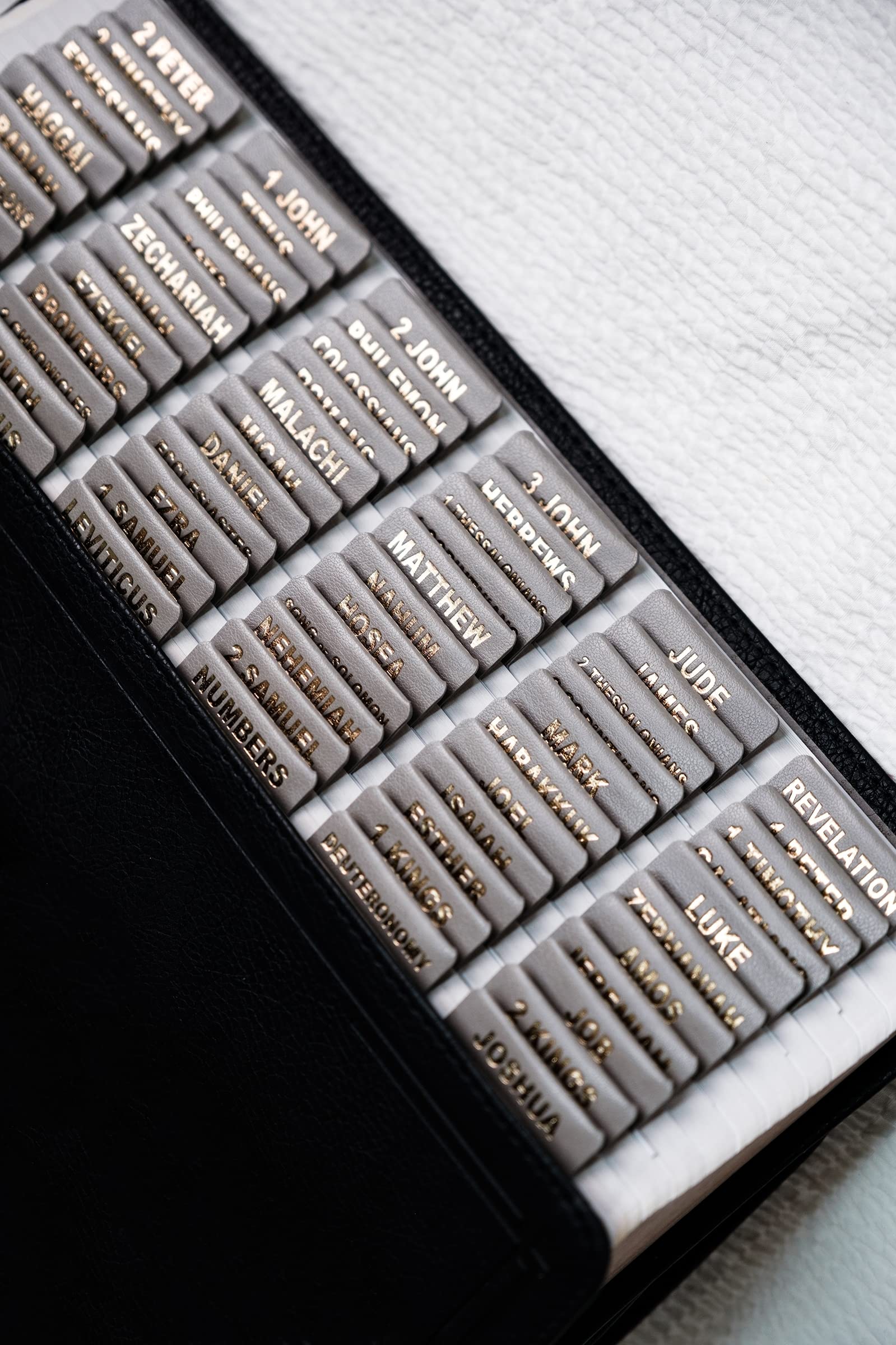 Leather Bible Tabs with Gold Foil Lettering - 80 Chapter Labels for Easy Navigation | Perfect for Church & Bible Study