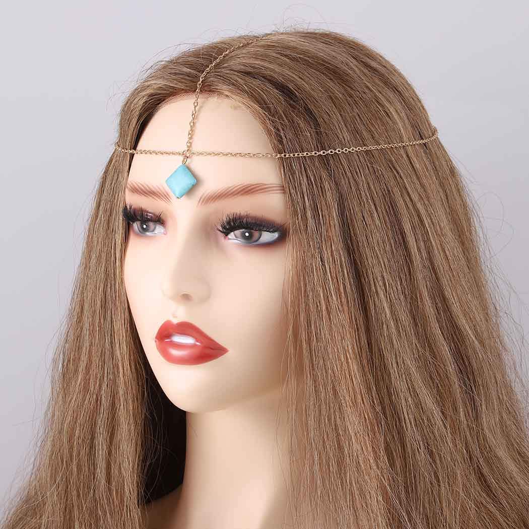 Boho Turquoise Head Chain for Women & Girls - Gold Festival Hair Accessories | Perfect for Music Festivals, Weddings & Boho Style Outfits