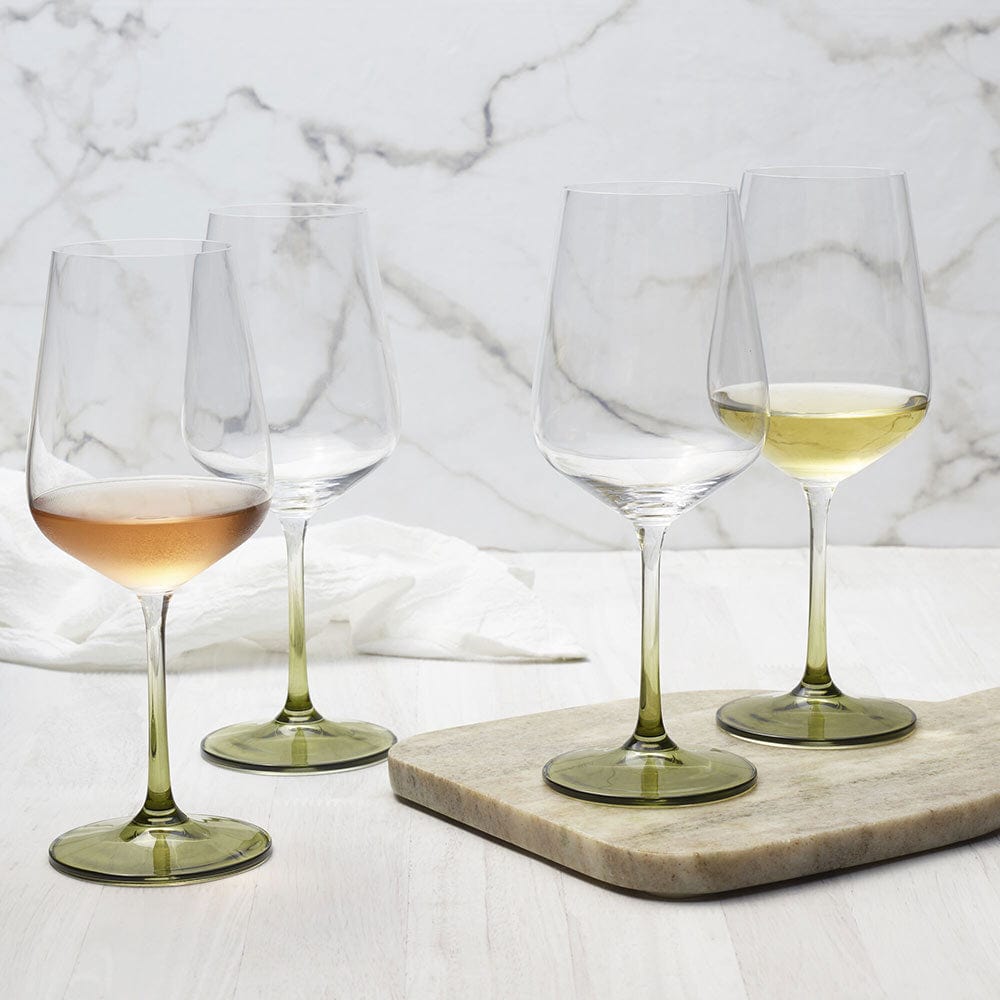 Gianna Ombre Sage Wine Glasses Set of 4 - Elegant Stemware for White Wine, Dinner Parties & Home Decor - Perfect for Wedding Gifts, Housewarming & Entertaining