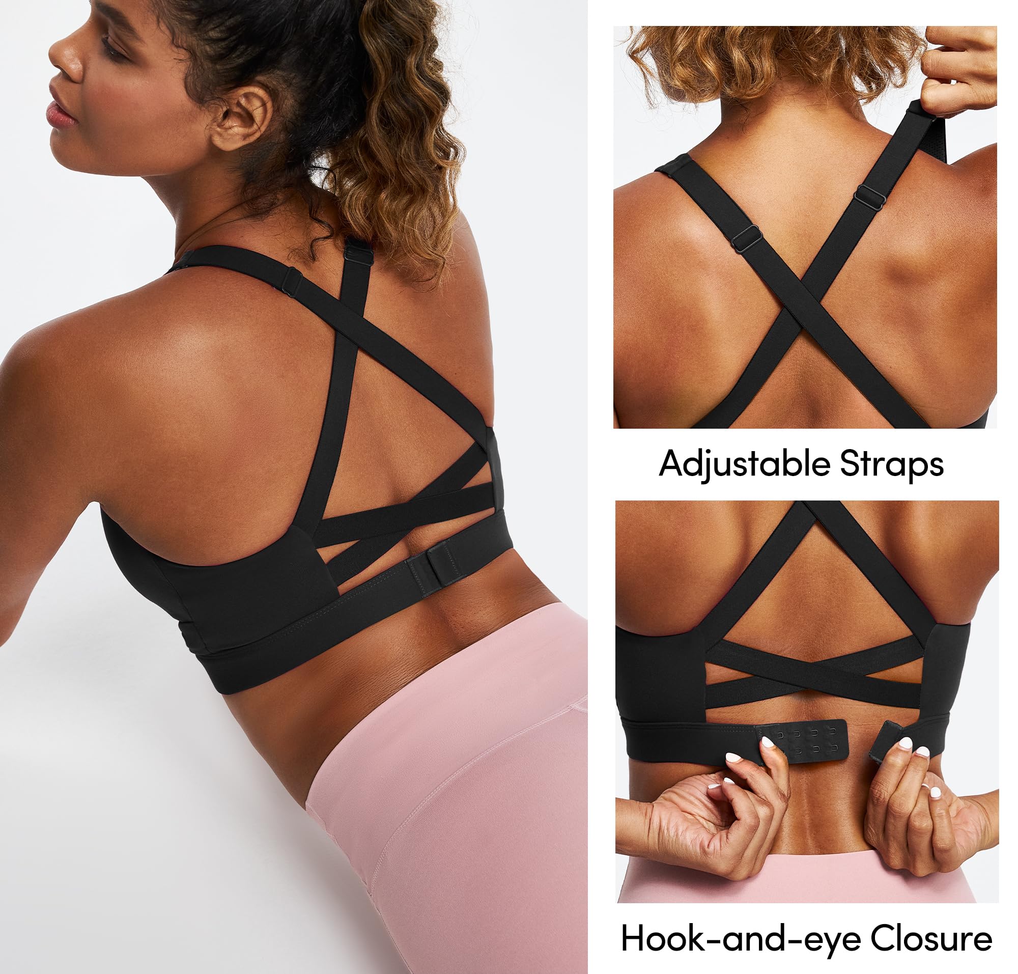 IUGA High Impact Sports Bras for Women - High Support Criss-Cross Back Strappy Workout Bra with Removable Pads for Running, Yoga & Gym - Moisture Wicking & Breathable Activewear