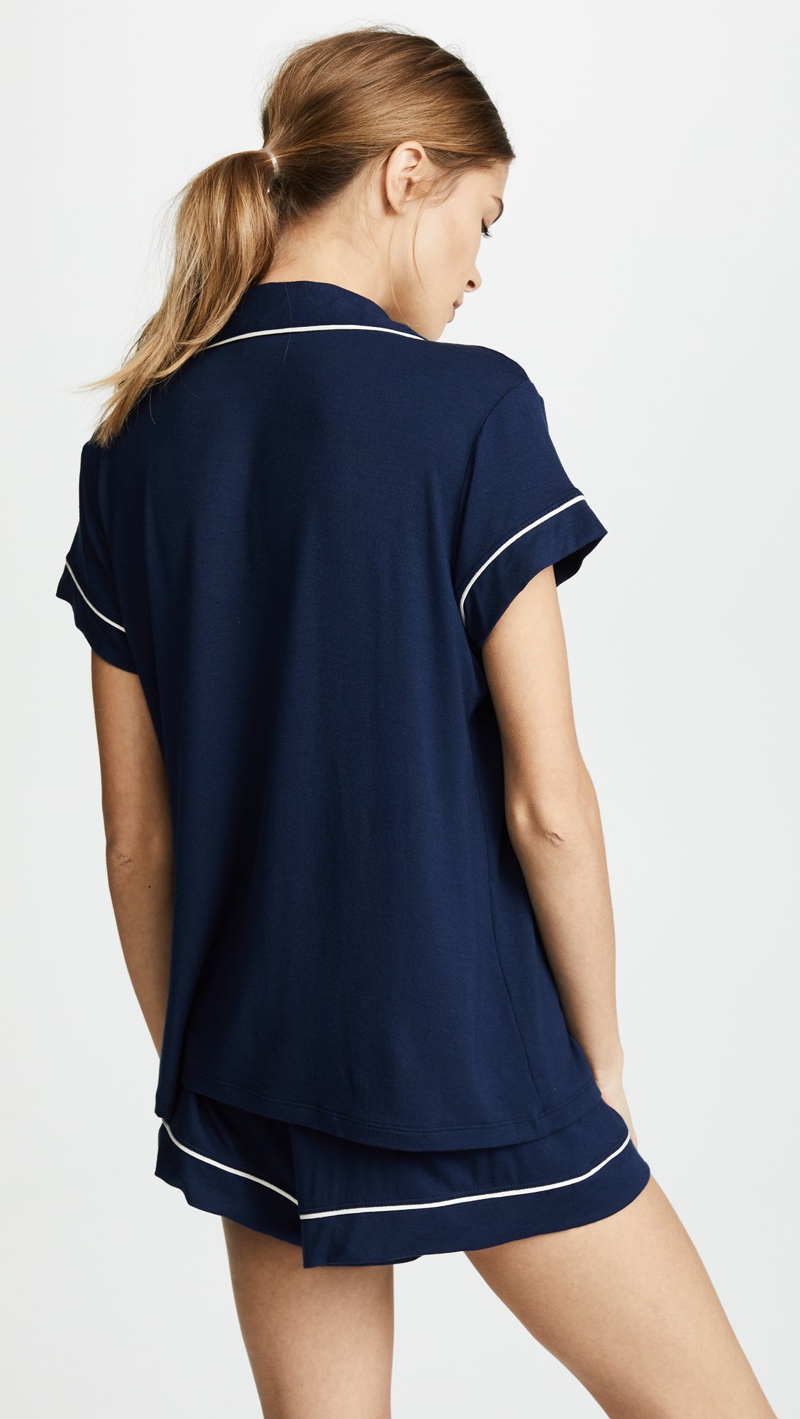 Eberjey Gisele Classic Women's Pajama Set - Soft Short Sleeve Button Down Sleep Shirt with Front Pocket & Comfortable Elastic Waist Shorts | Perfect for Lounging, Sleepwear & Relaxing at Home