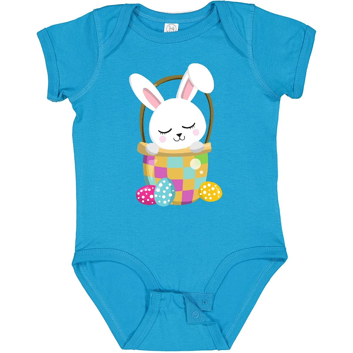 Easter Bunny Baby Bodysuit - Cute White Bunny & Eggs for Easter Outfits