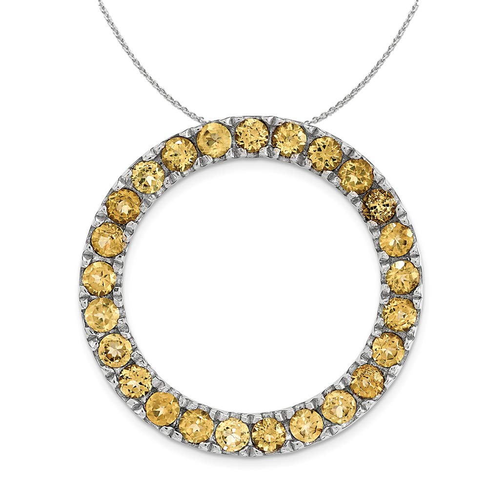 20mm Silver and Citrine Medium Slide Necklace for Women - Elegant Bohemian Jewelry for Everyday Wear, Parties & Gifts
