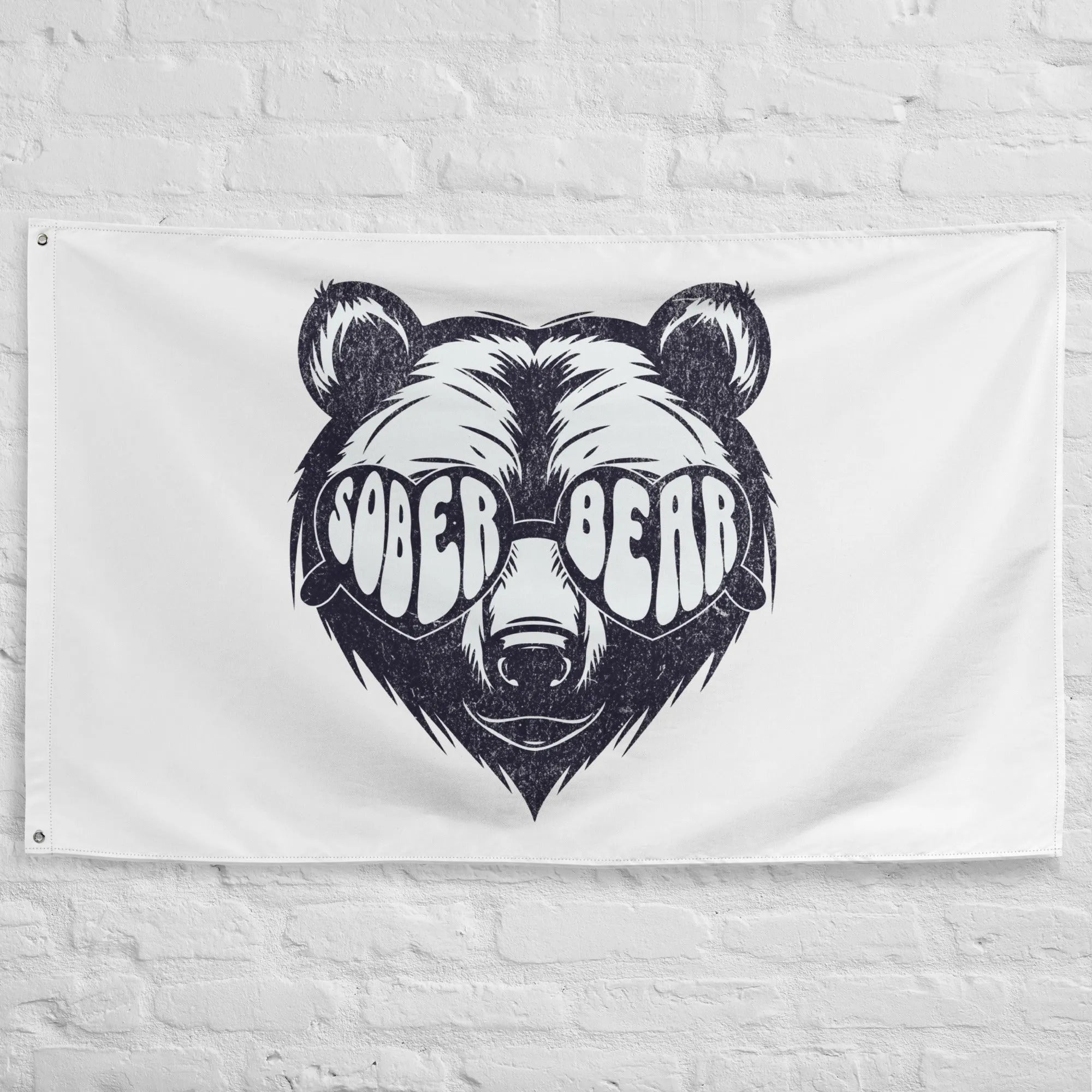 Sober Bear Flag - Motivational Sobriety Banner for Recovery & AA Meetings - Perfect for Home, Office, and Support Group Decor