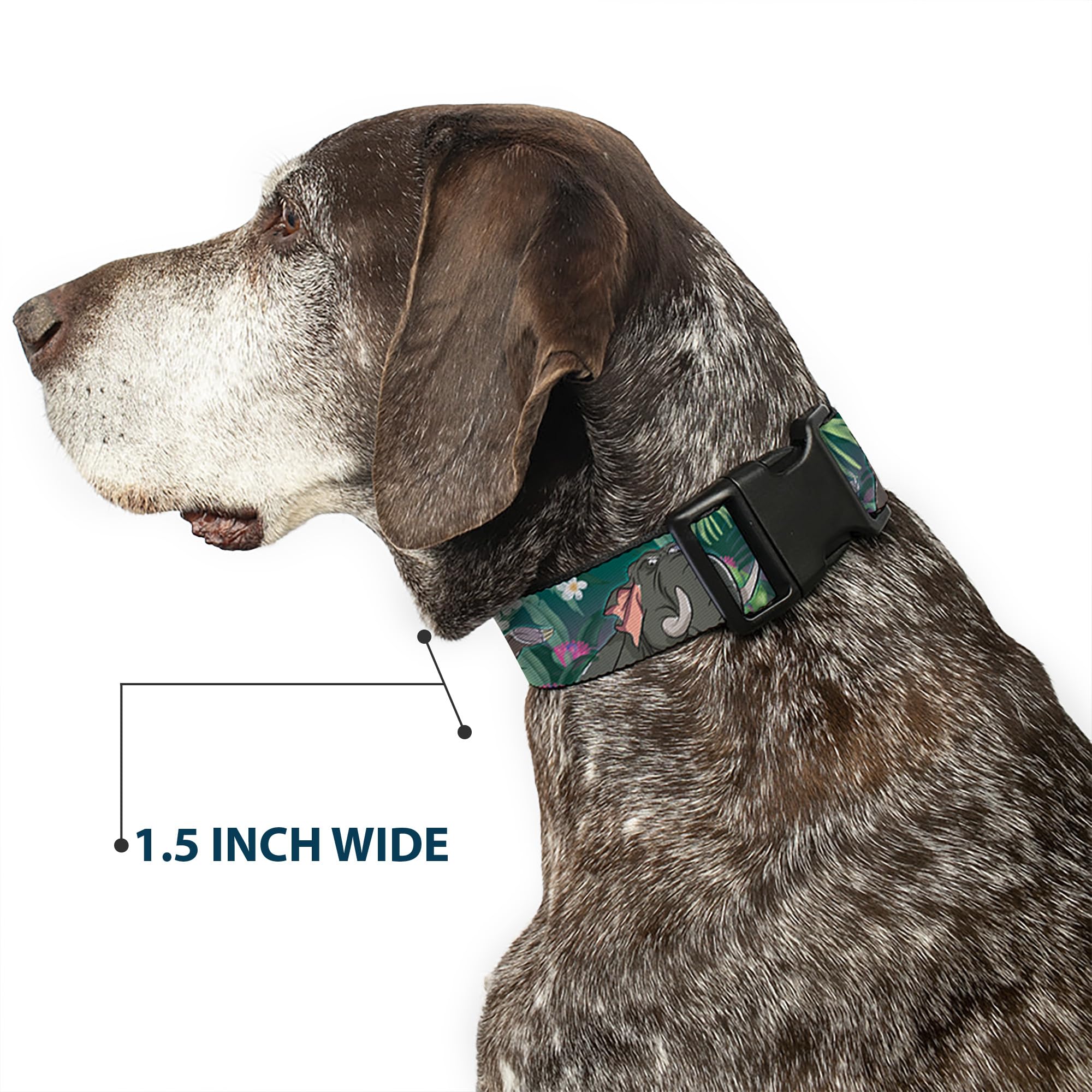Buckle-Down Plastic Clip Dog Collar - The Jungle Book 8-Character Design - 1/2
