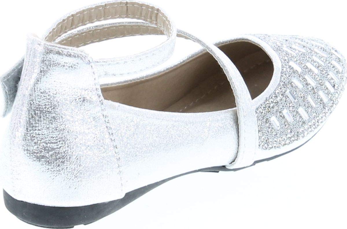 Lucita Girls KD-1601KM Fashion Dress Flats Shoes - Silver Glitter Ballet Flats for Kids, Comfortable School & Party Shoes, Toddler Girls Dress Shoes for Weddings, Holidays & Special Occasions