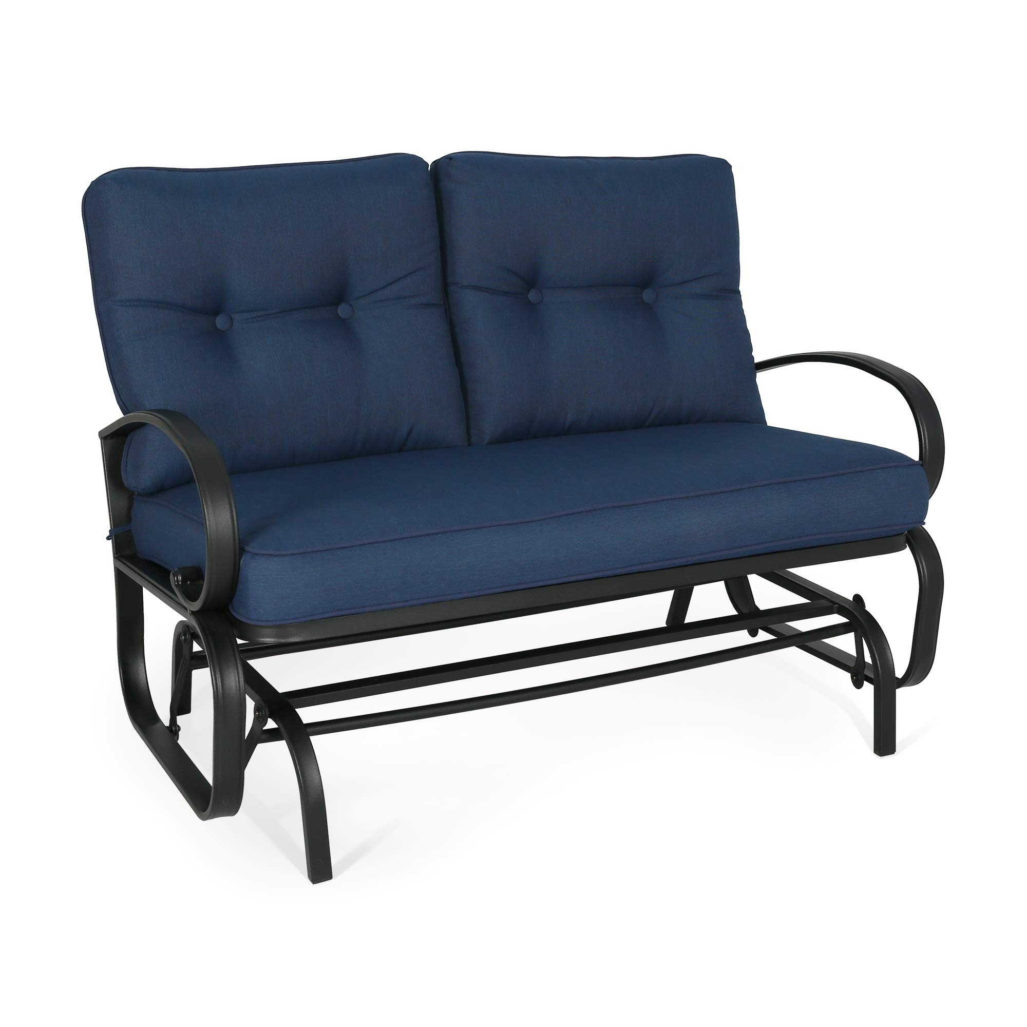 **Outdoor Patio Glider Bench Swing Chair - Comfortable Rocking Loveseat with Cushions (Navy Blue) - Perfect for Garden, Backyard, and Porch Relaxation**