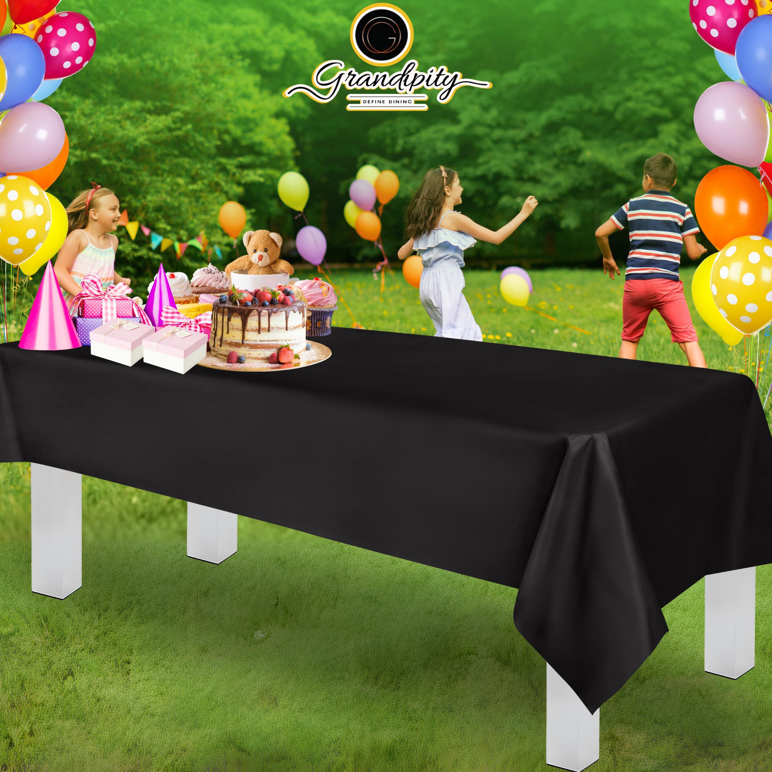 Premium Disposable Black Plastic Tablecloth (6 Pack) 54