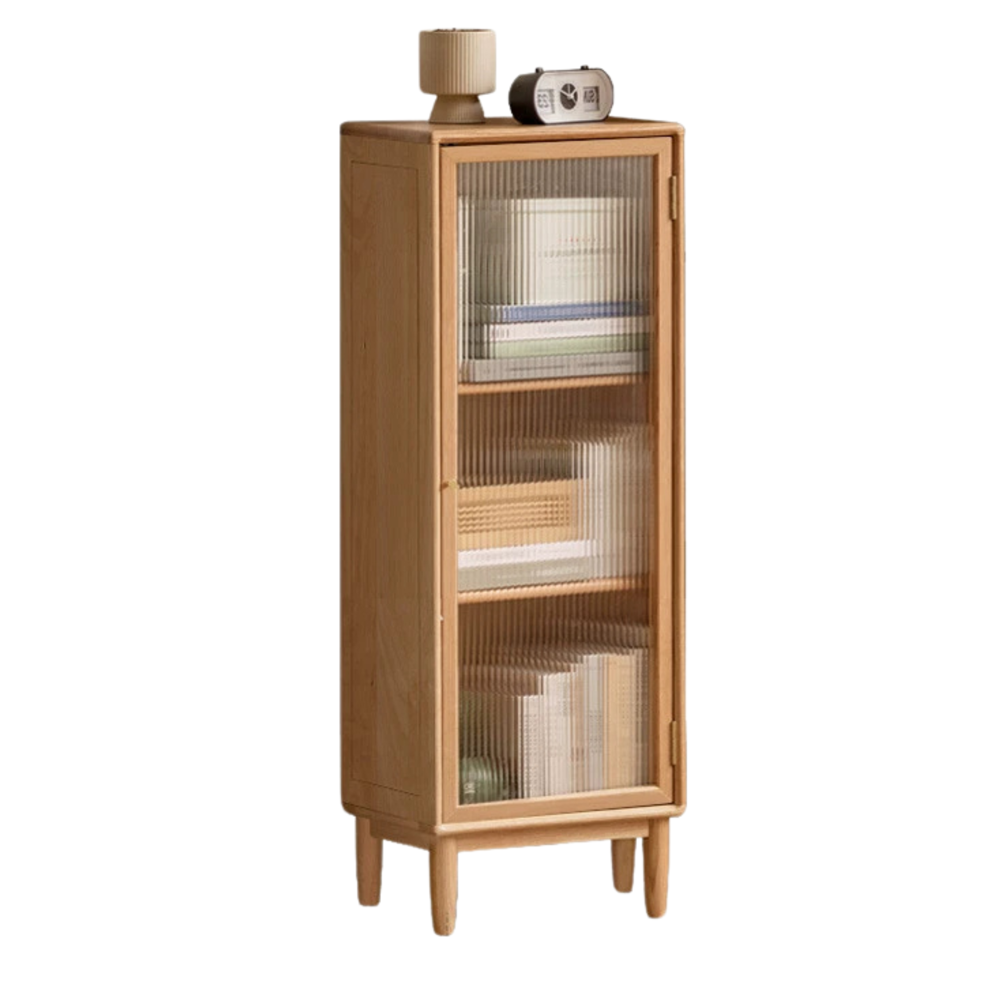 Solid Oak Wood Side Cabinet - Small Bookcase with Adjustable Shelves for Living Room, Bedroom, or Office Storage | Rustic Home Decor Furniture